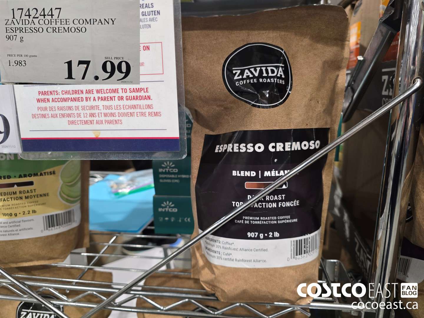 1742447 ZAVIDA COFFEE COMPANY ESPRESSO CREMOSO 907 g $17.99