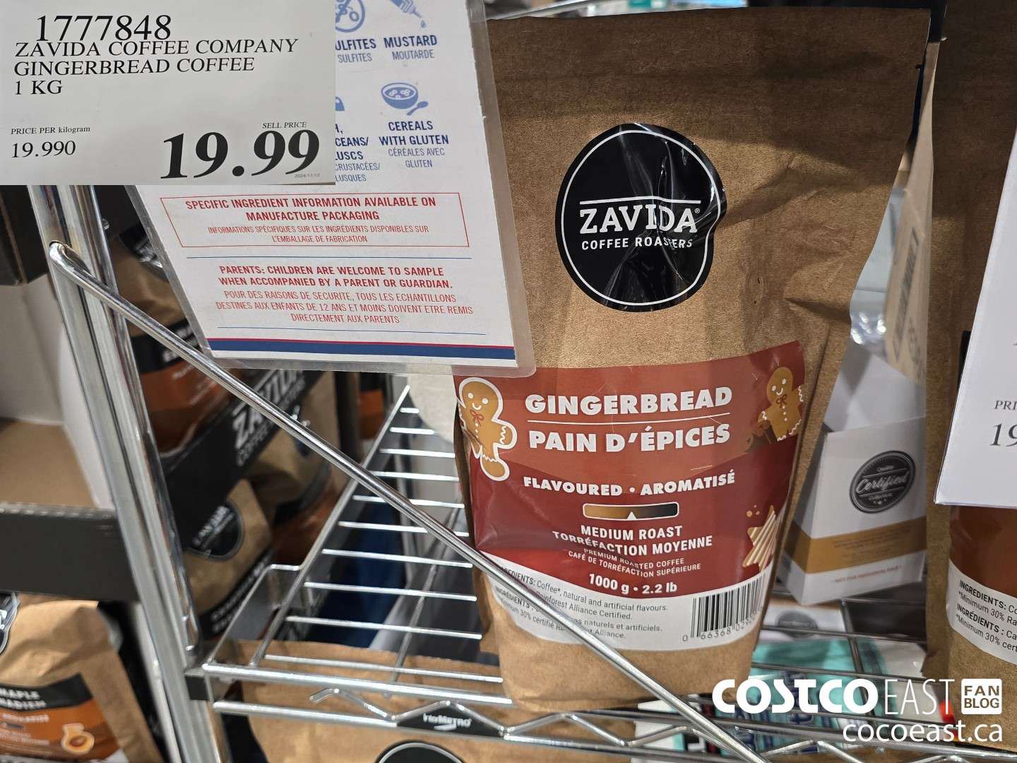 1777848 ZAVIDA COFFEE COMPANY GINGERBREAD COFFEE 1 KG $19.99