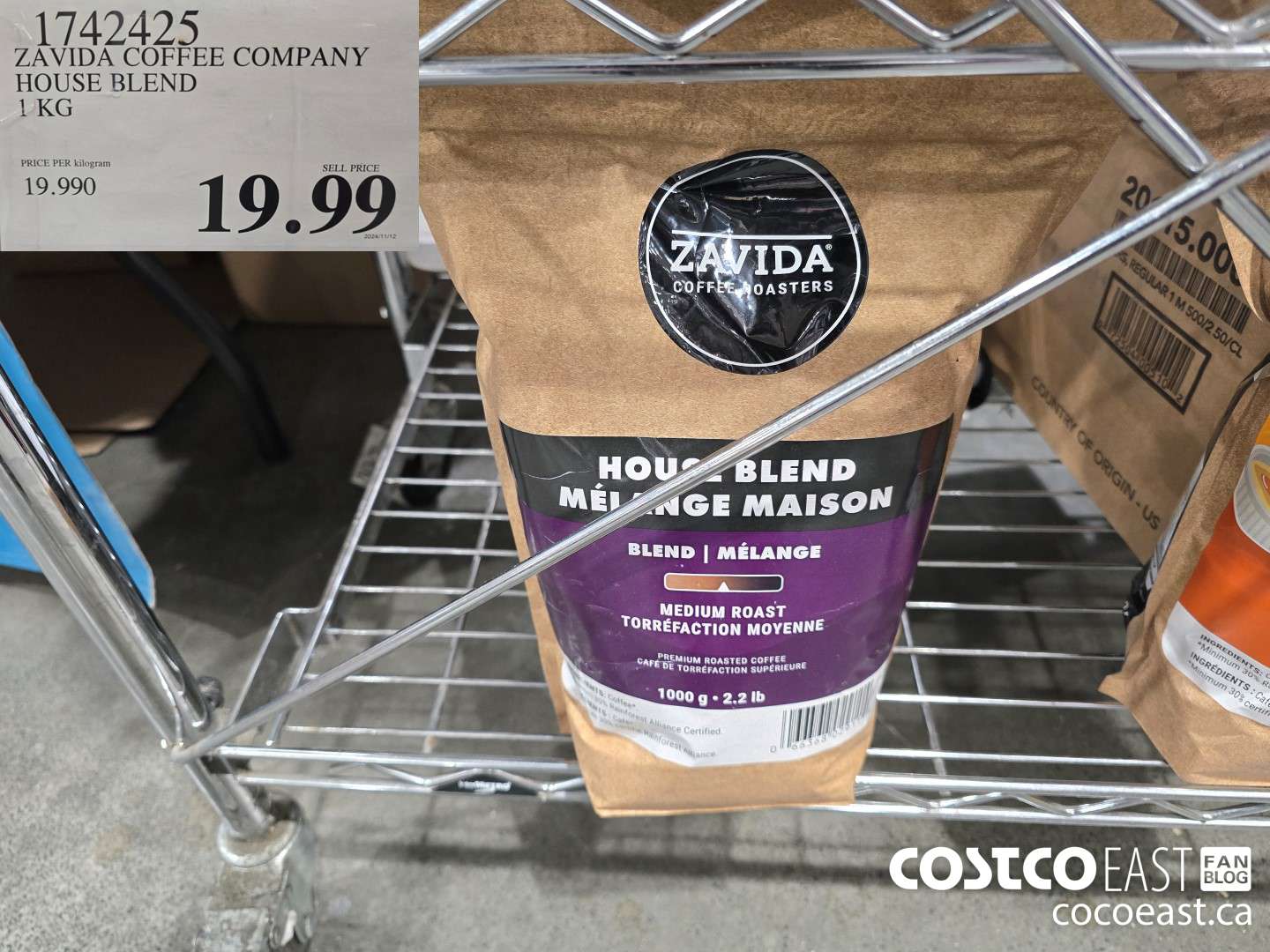 1742425 ZAVIDA COFFEE COMPANY HOUSE BLEND 1 KG $19.99