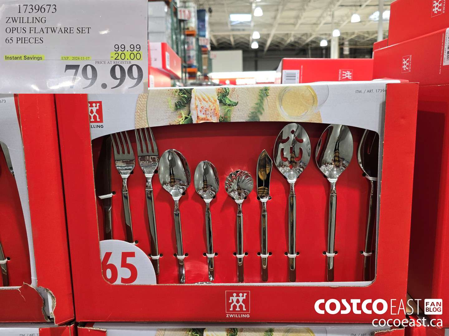 1739673 ZWILLING OPUS FLATWARE SET 65 PIECES ($20.00 INSTANT SAVINGS EXPIRES ON 2024-11-17) $79.99