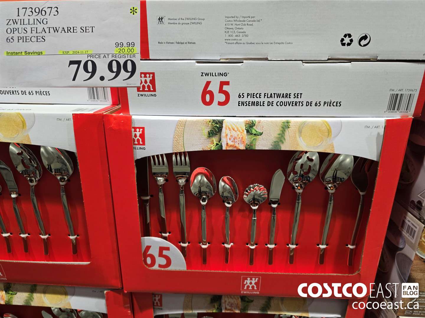 1739673 ZWILLING OPUS FLATWARE SET 65 PIECES ($20.00 INSTANT SAVINGS EXPIRES ON 2024-11-17) $79.99