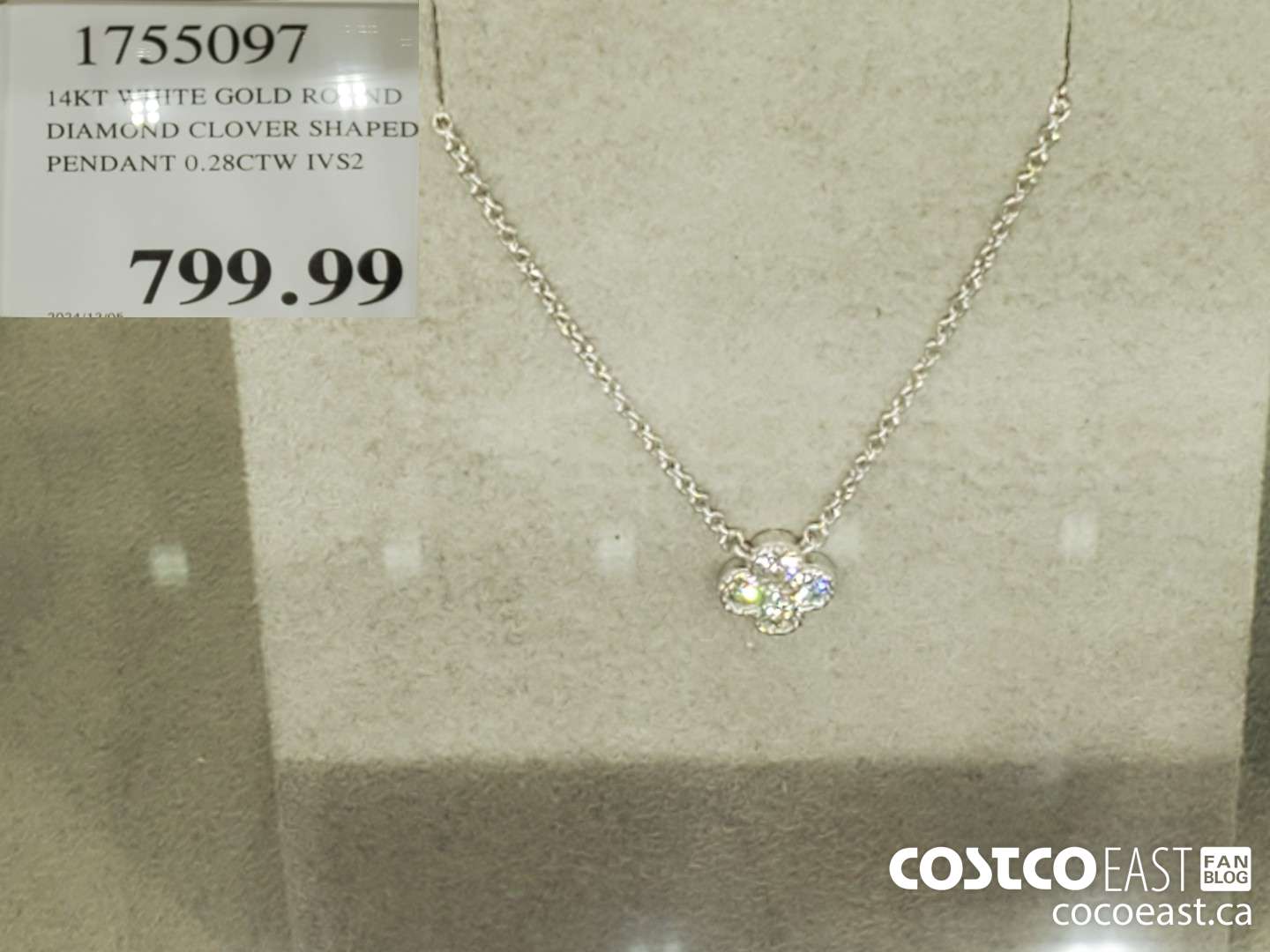 1755097 14KT GOLD ROUND DIAMOND CLOVER SHAPED PENDANT 0.28CTW IVS2  $799.99