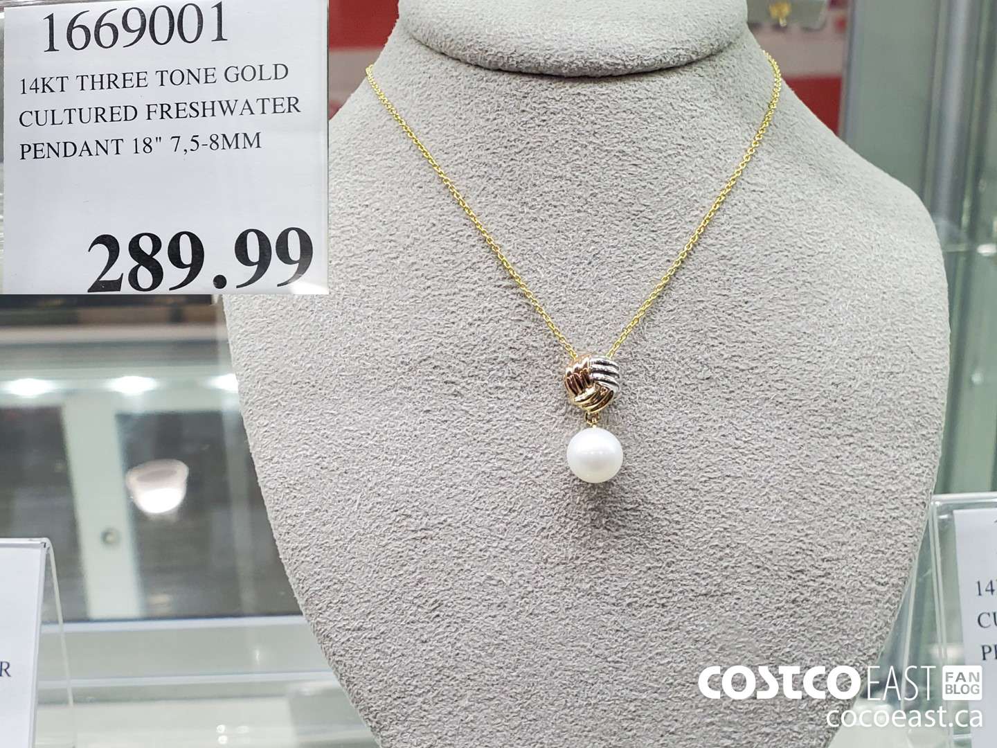 1669001 14KT THREE TONE GOLD CULTURED FRESHWATER PENDANT 18