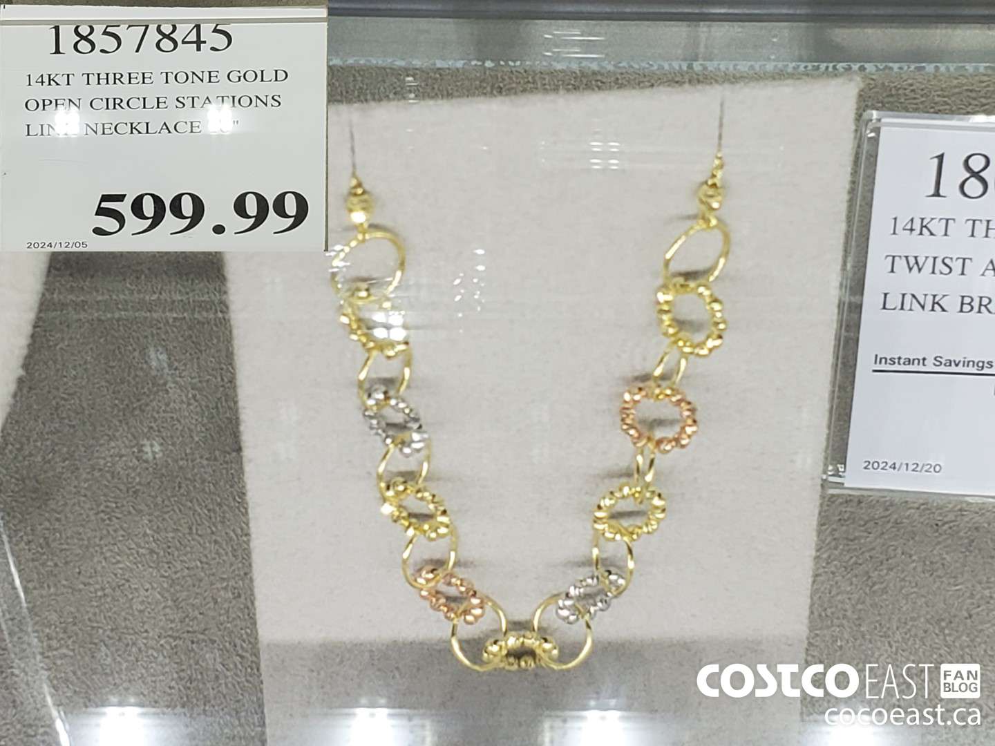 1857845 14KT THREE TONE GOLD OPEN CIRCLE STATIONS LINK NECKLACE  $599.99