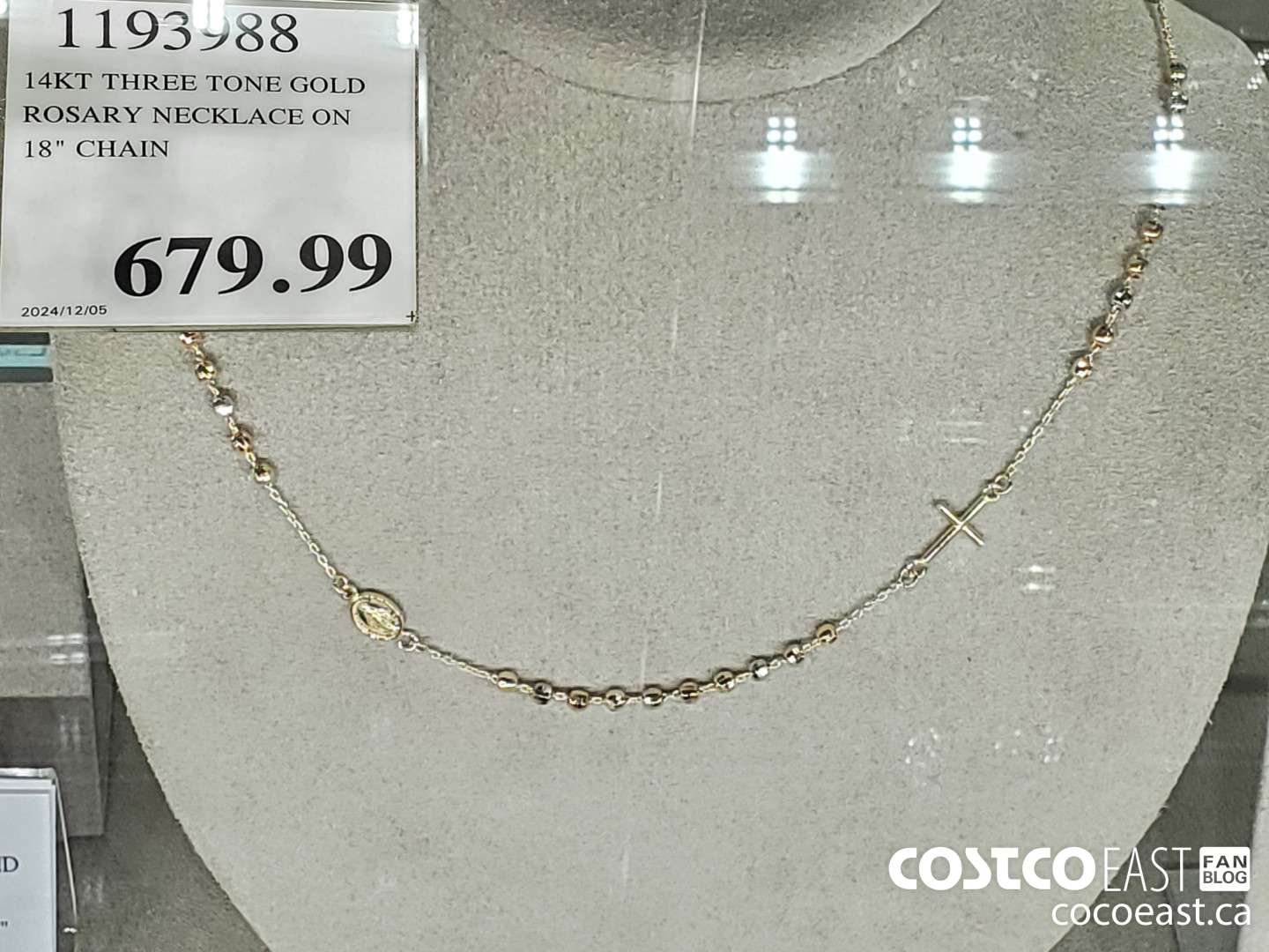 1193988 14KT THREE TONE GOLD ROSARY NECKLACE ON 18