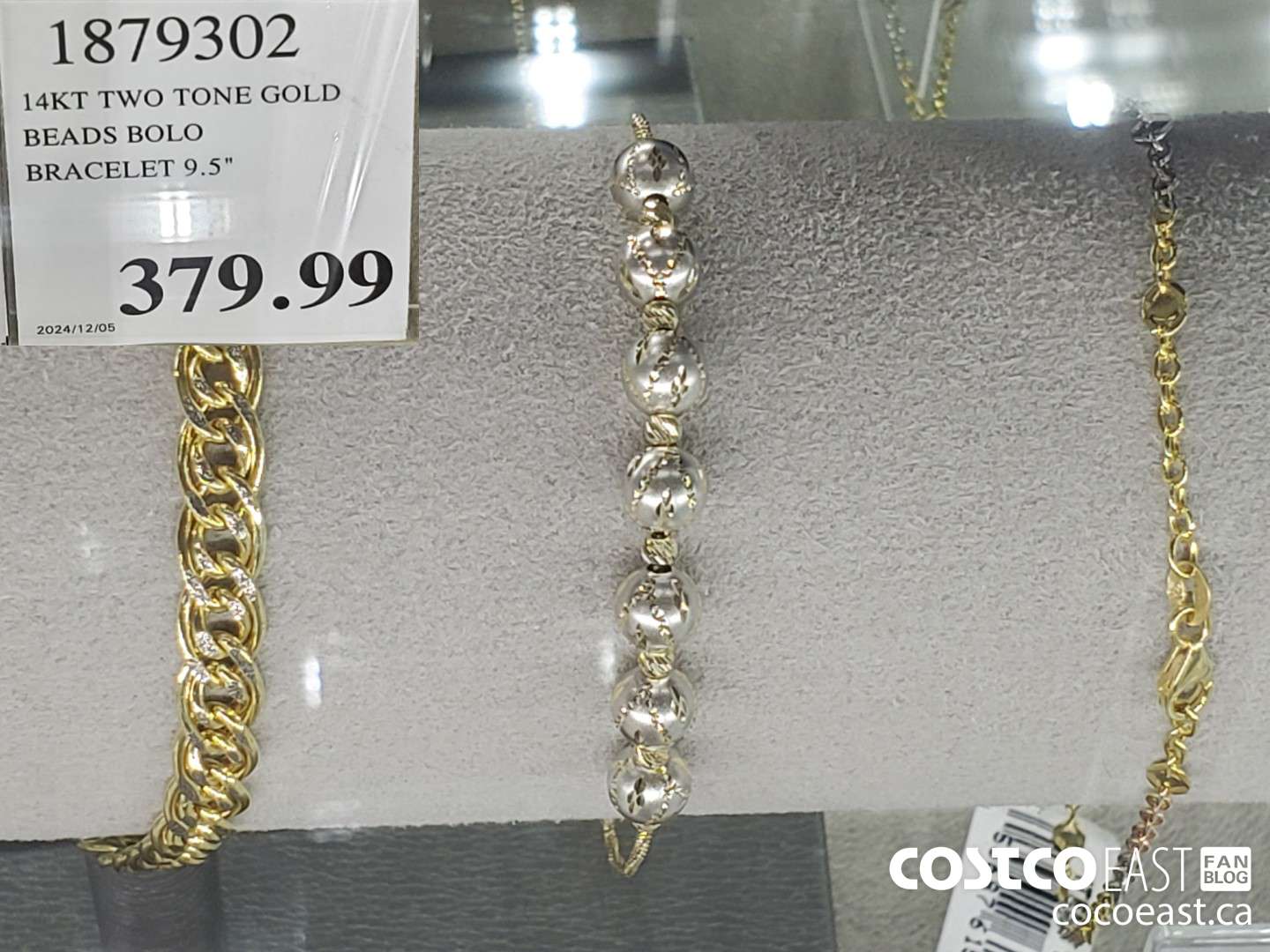 1879302 14KT TWO TONE GOLD BEADS BOLO BRACELET 9.5