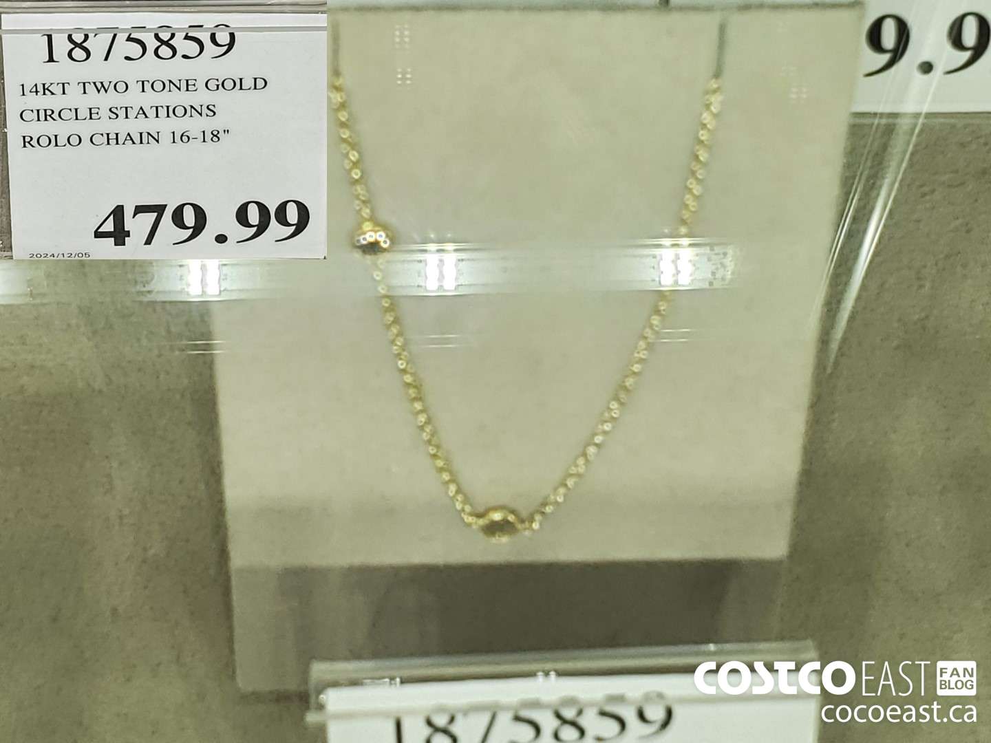 1875859 14KT TWO TONE GOLD CIRCLE STATIONS ROLO CHAIN 16-18