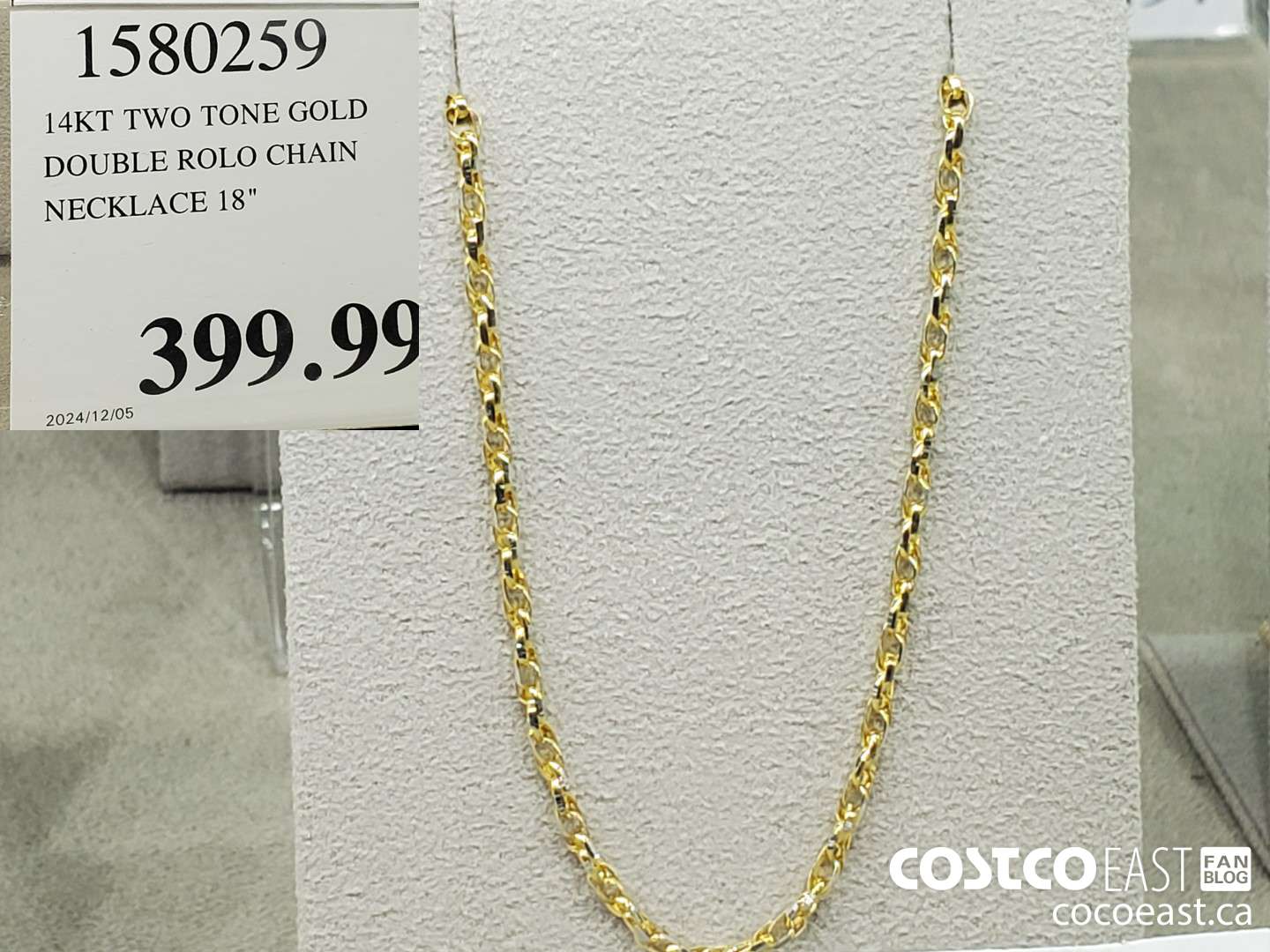 1580259 14KT TWO TONE GOLD DOUBLE ROLO CHAIN NECKLACE 18