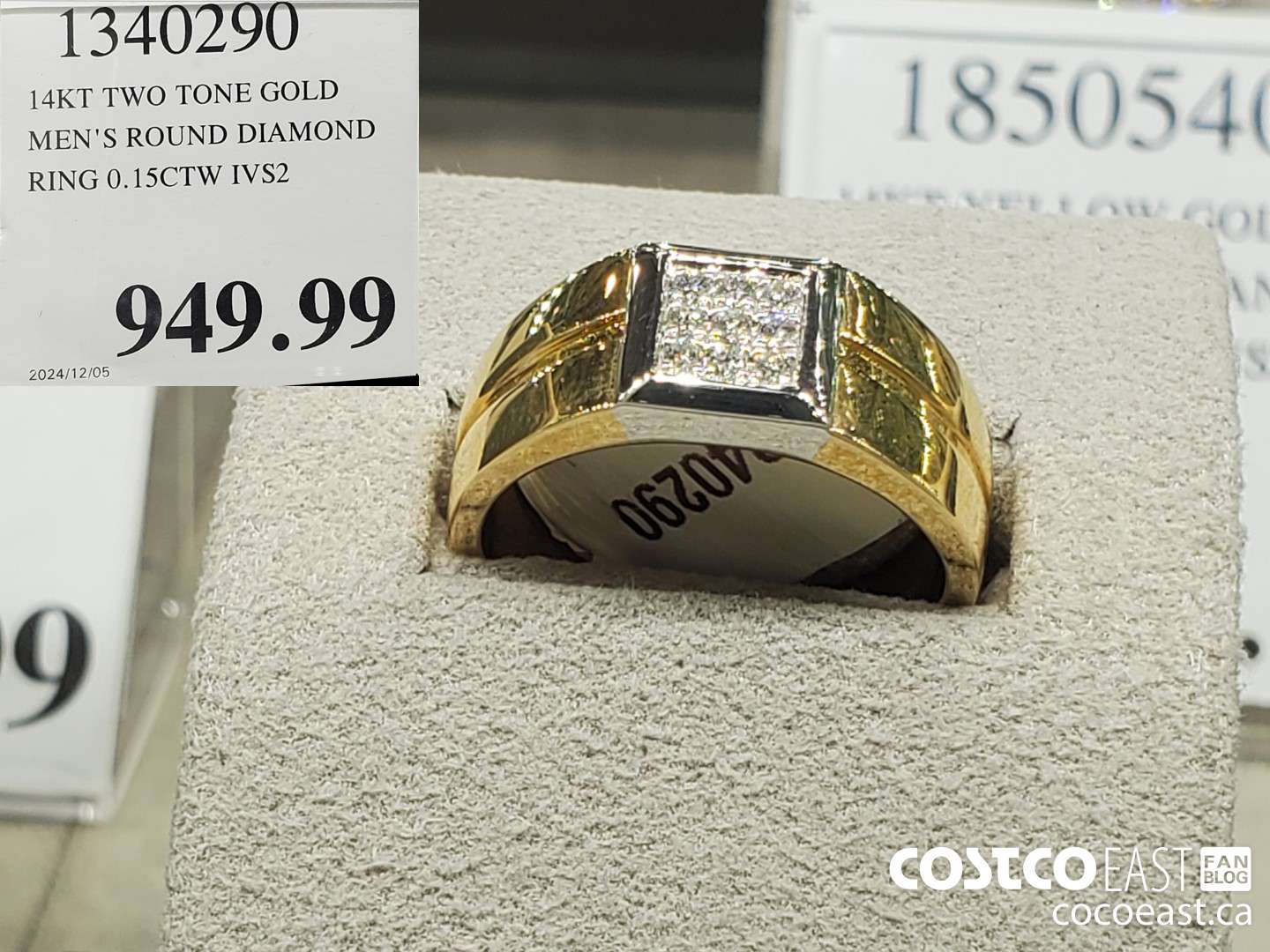 1340290 14KT TWO TONE GOLD MEN'S ROUND DIAMOND RING 0.15CTW IVS2 $949.99