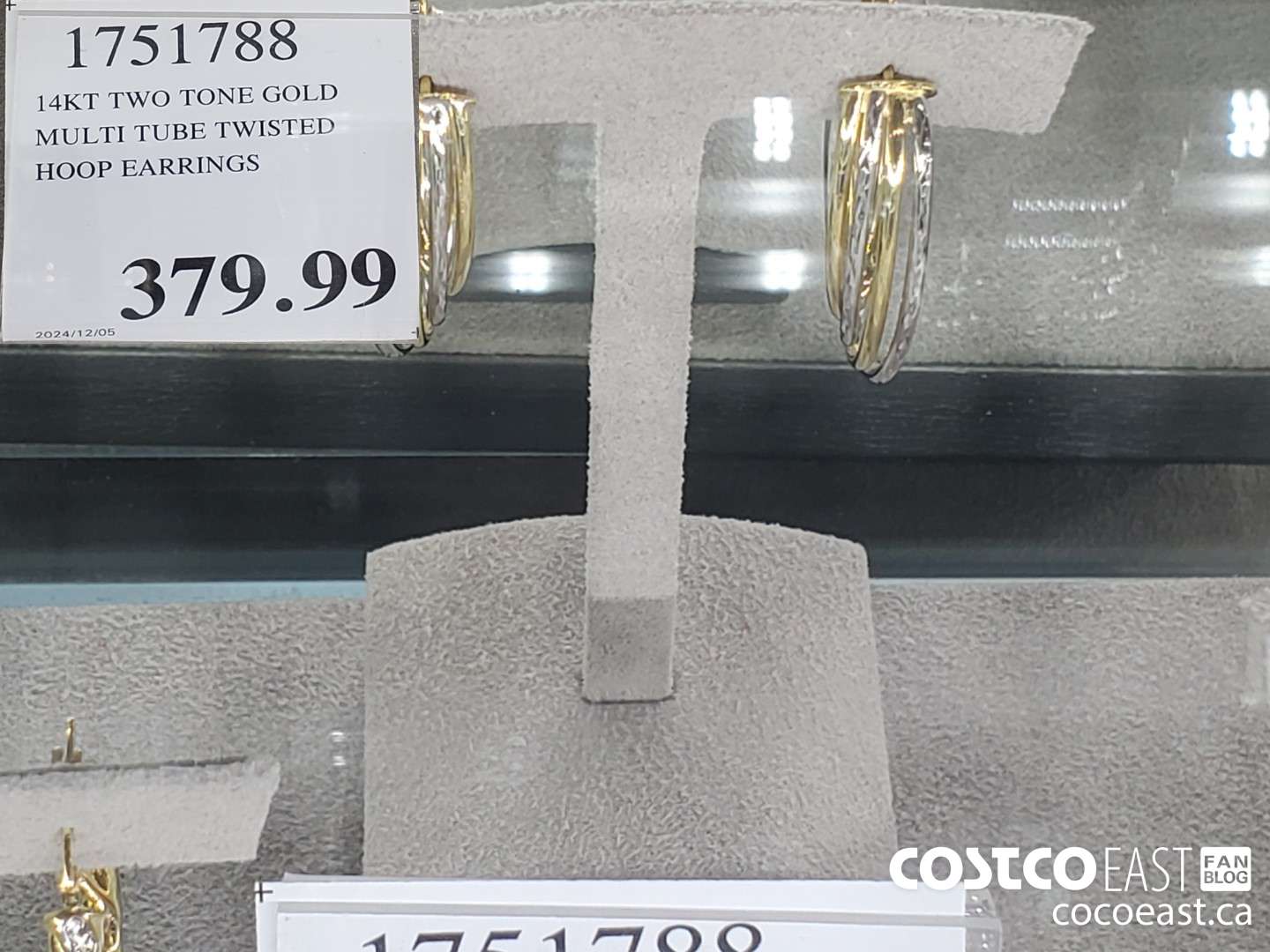 1751788 14KT TWO TONE GOLD MULTI TUBE TWISTED HOOP EARRINGS $379.99