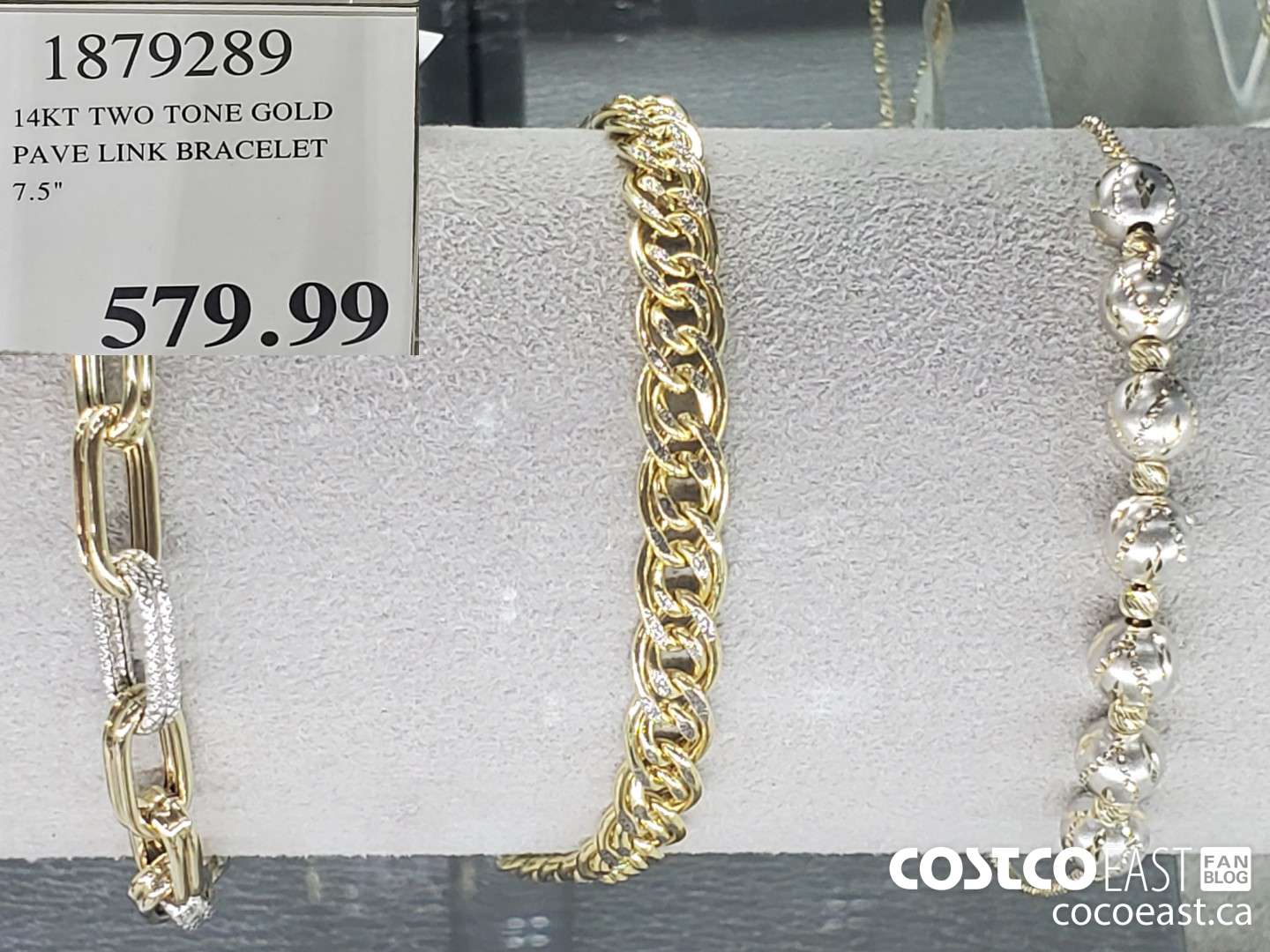 1879289 14KT TWO TONE GOLD PAVE LINK BRACELET TéDP  $579.99