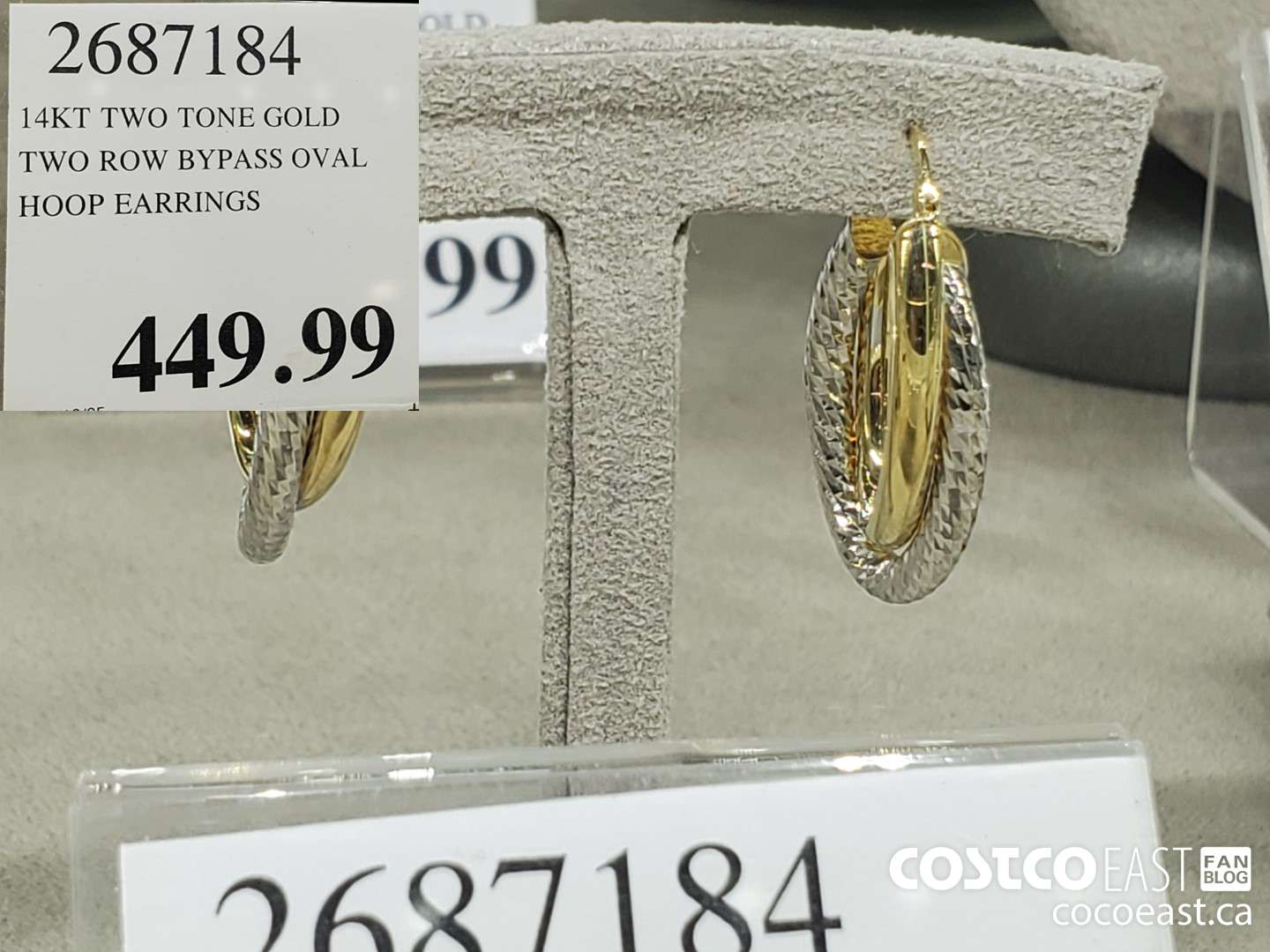 2687184 14KT TWO TONE GOLD TWO ROW BYPASS OVAL HOOP EARRINGS  $449.99