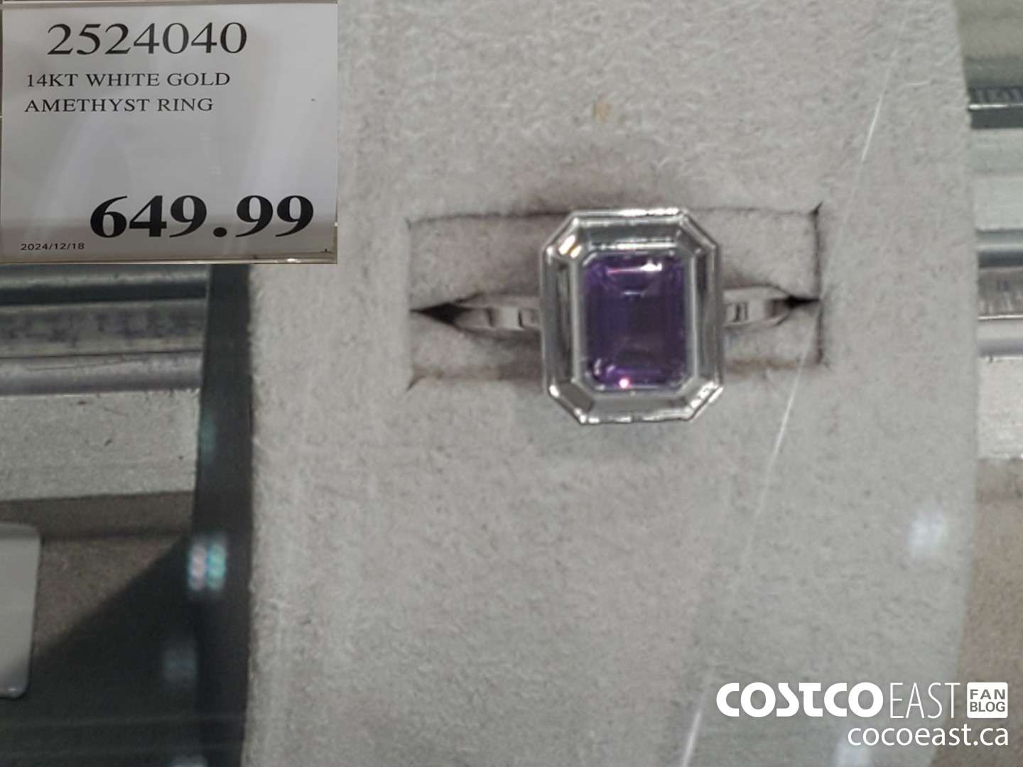 2524040 14KT WHITE GOLD AMETHYST RING $649.99