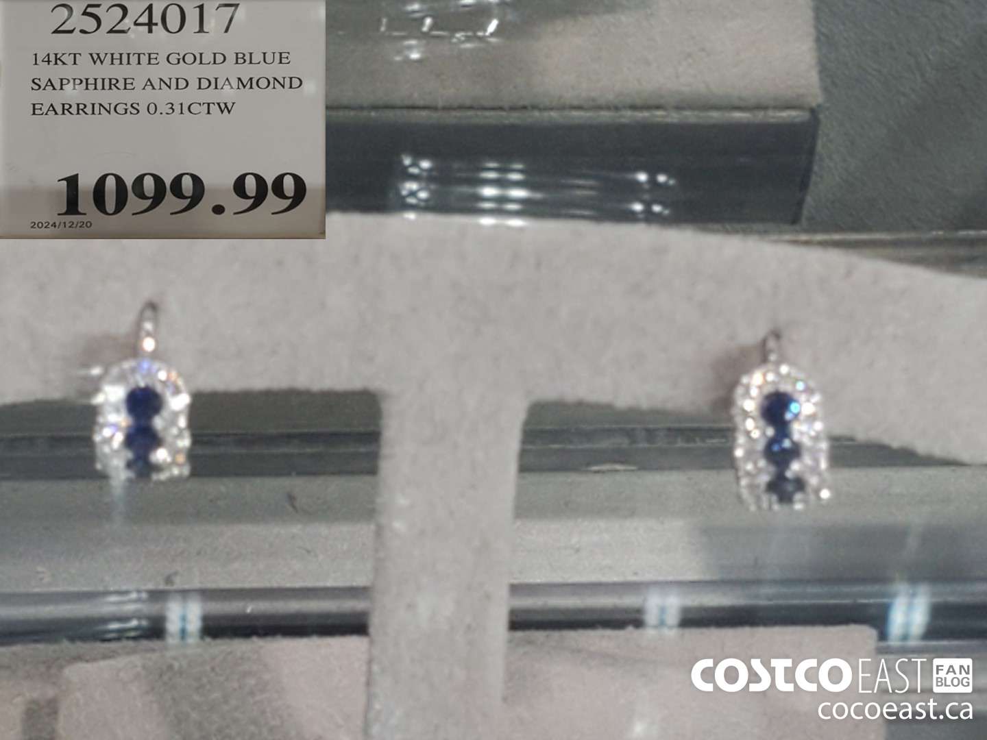 2524017 14KT WHITE GOLD BLUE SAPPHIRE AND DIAMOND EARRINGS 0.31CTW  $1099.99
