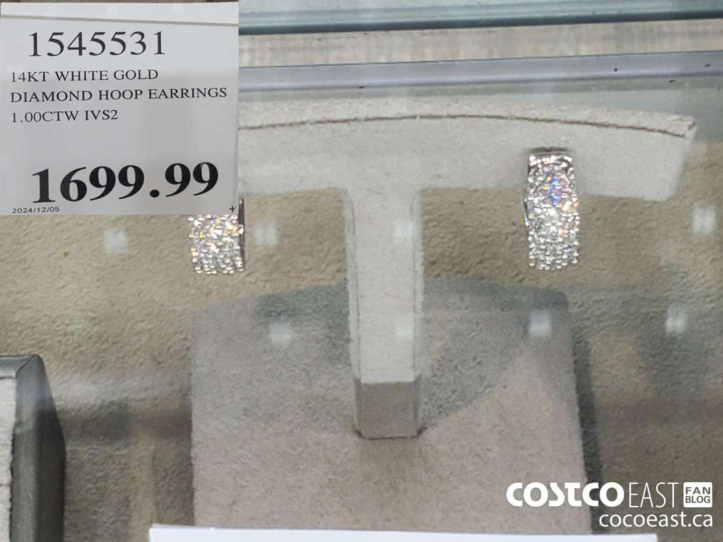 1545531 14KT WHITE GOLD DIAMOND HOOP EARRINGS 1.00CTW IVS2  $1699.99
