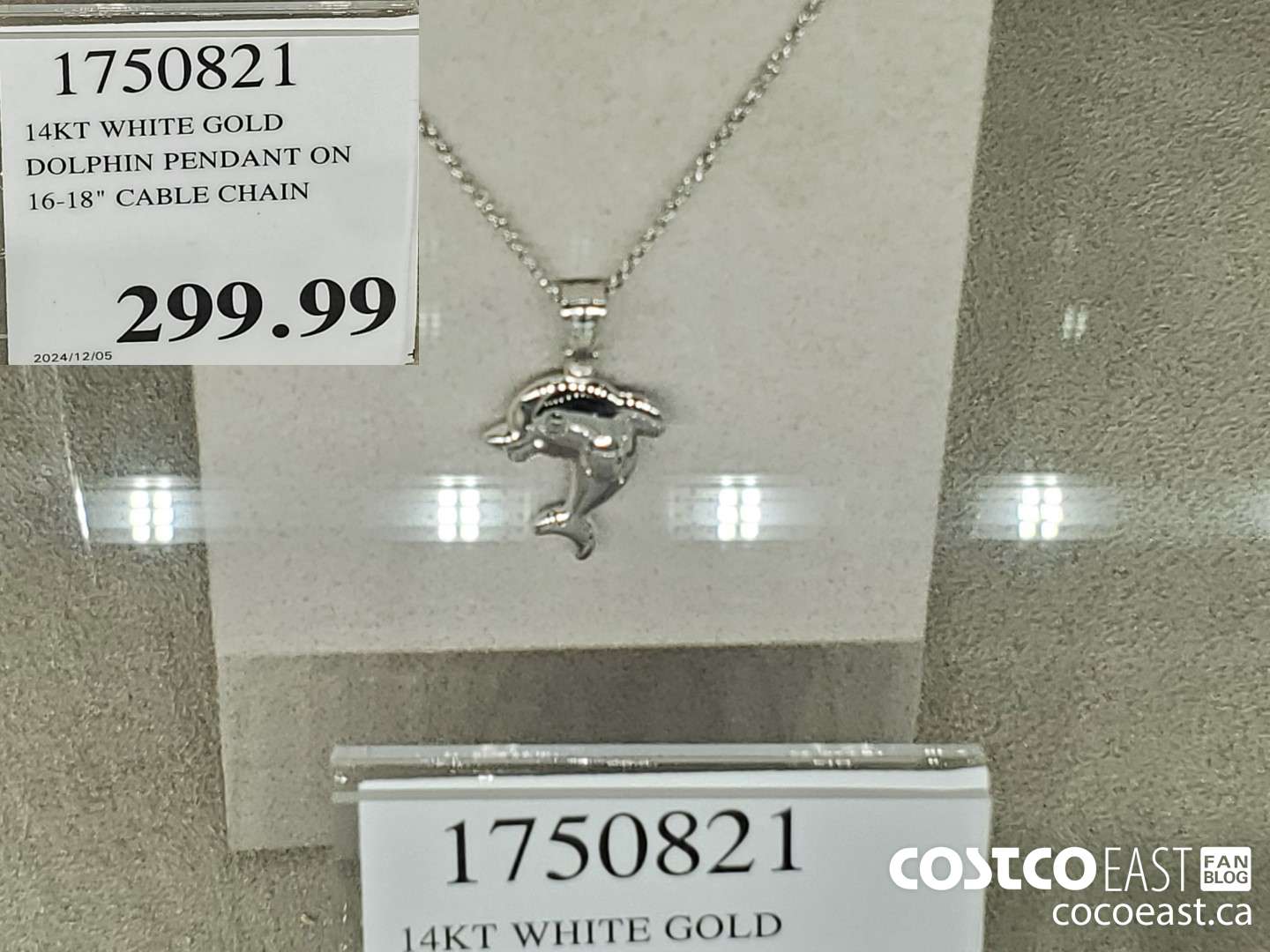 1750821 14KT WHITE GOLD DOLPHIN PENDANT ON 16-18