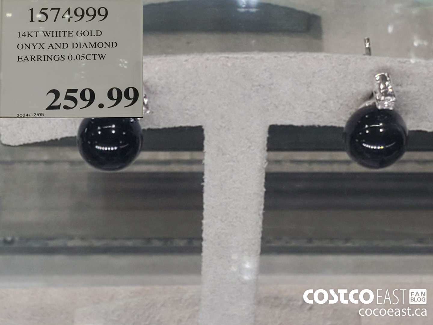 1574999 14KT WHITE GOLD ONYX AND DIAMOND EARRINGS 0.05CTW  $259.99