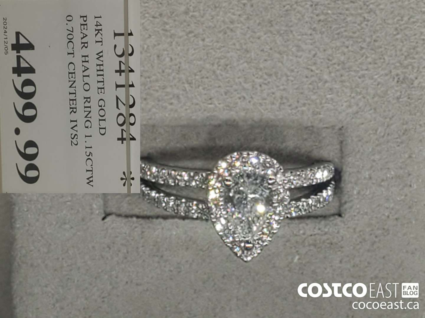 1341284 14KT WHITE GOLD PEAR HALO RING 1.15 CTW  $4499.99