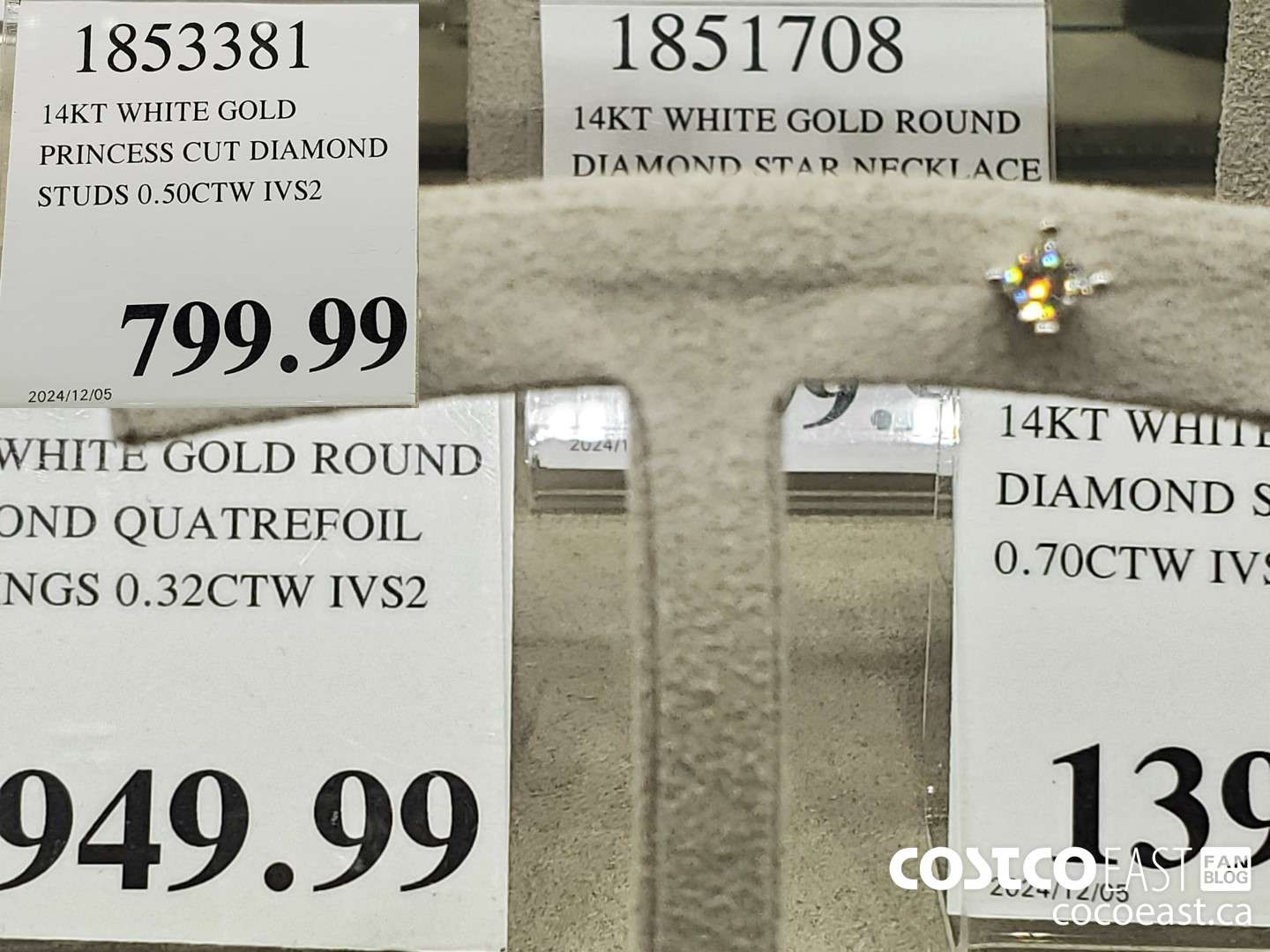 1853381 14KT WHITE GOLD PRINCESS CUT DIAMOND STUDS 0.50CTW IVS2  $799.99