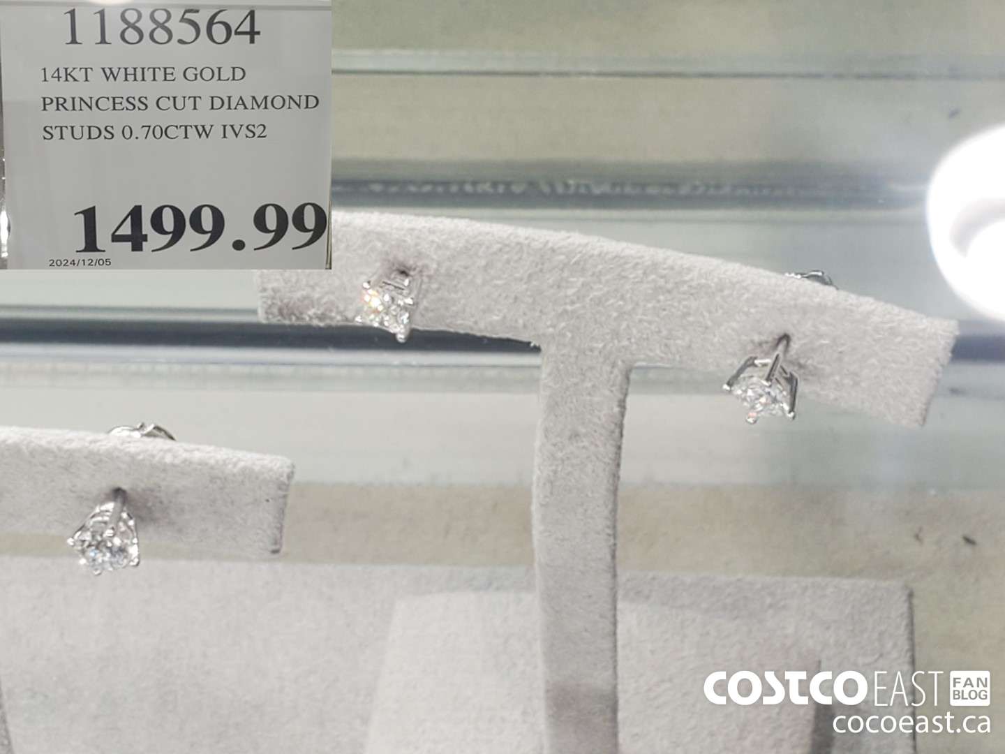 1188564 14KT WHITE GOLD PRINCESS CUT DIAMOND STUDS 0.70CTW IVS2  $1499.99