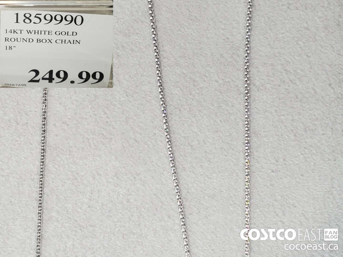 1859990 14KT WHITE GOLD ROUND BOX CHAIN 18
