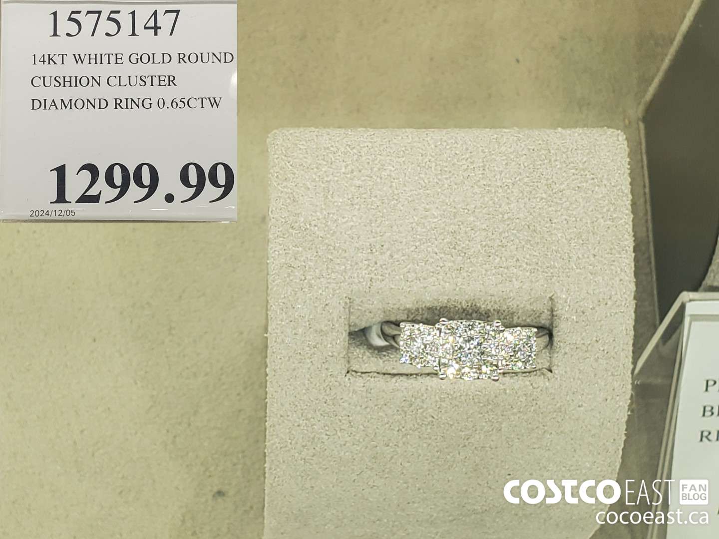 1575147 14KT WHITE GOLD ROUND CUSHION CLUSTER DIAMOND RING 0.65CTW ___ 2024/12/05  $1299.99