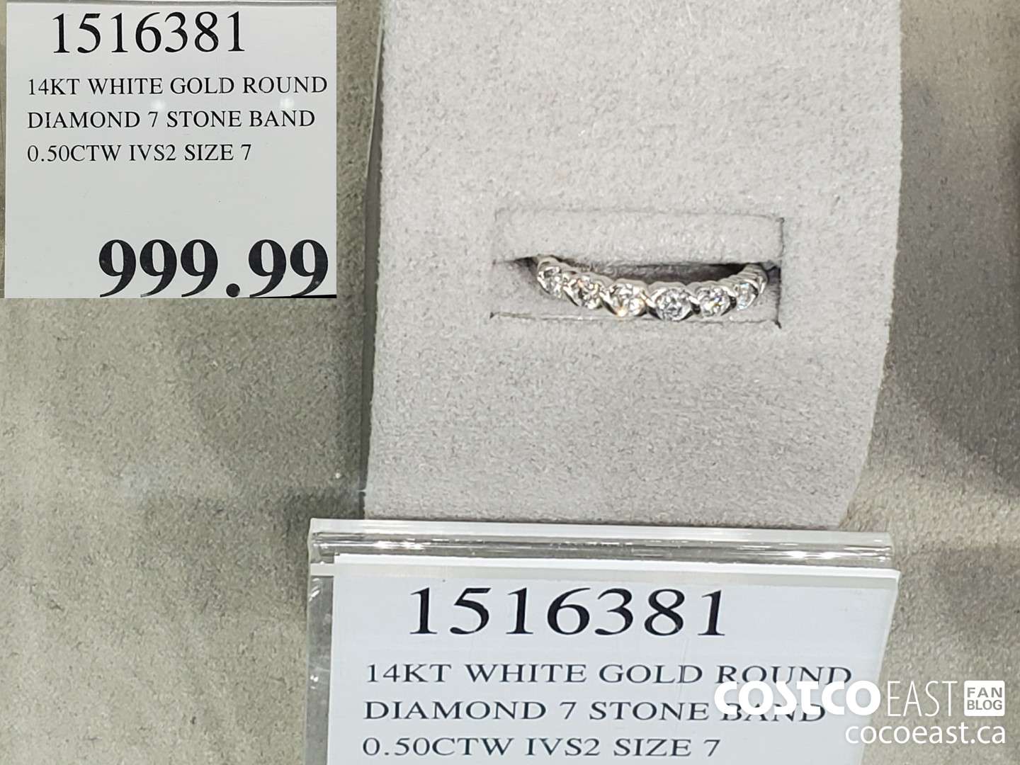 1516381 14KT WHITE GOLD ROUND DIAMOND 7 STONE BAND 0.50CTW IVS2 SIZE 7  $999.99