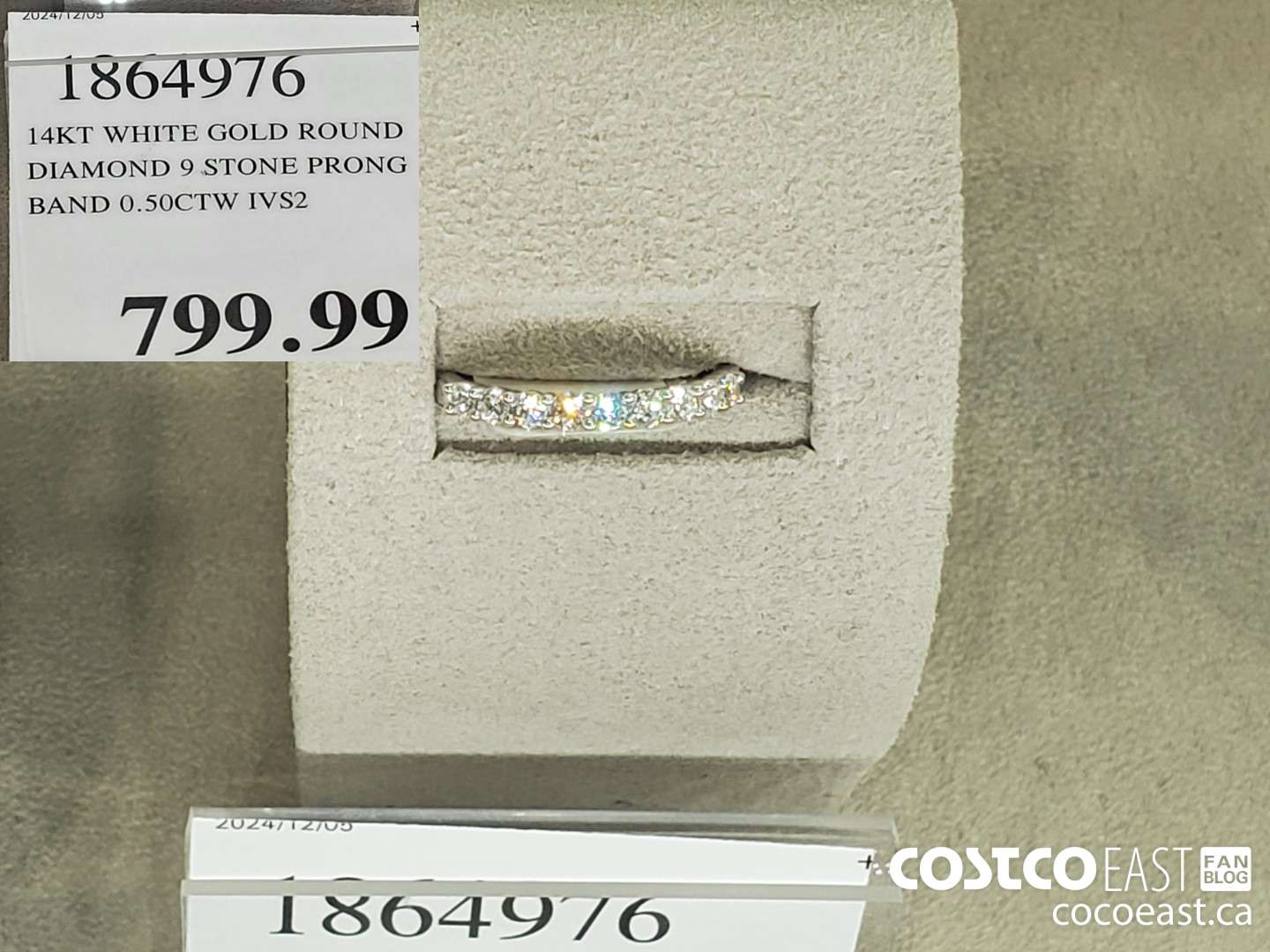 18649706 14KT WHITE GOLD ROUND DIAMOND 9 STONE PRONG BAND 0.50CTW IVS2  $799.99