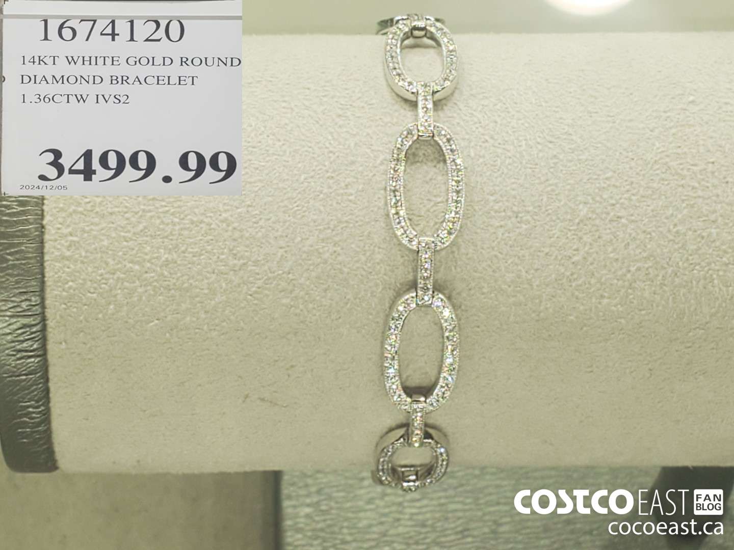 16074120 14KT WHITE GOLD ROUND DIAMOND BRACELET 1.36CTW IVS2  $3499.99