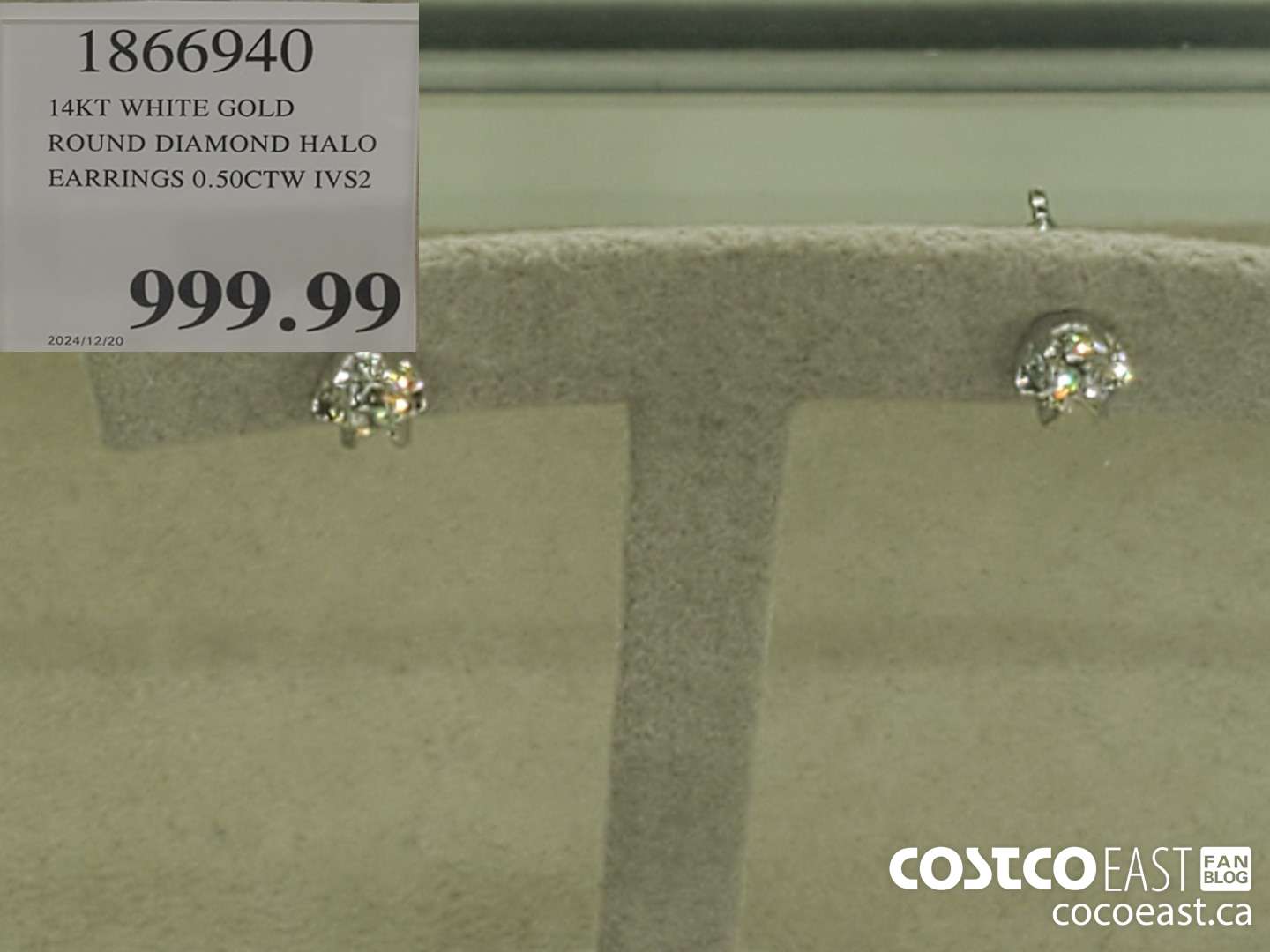 1866940 14KT WHITE GOLD ROUND DIAMOND HALO EARRINGS 0.50CTW IVS2  $999.99