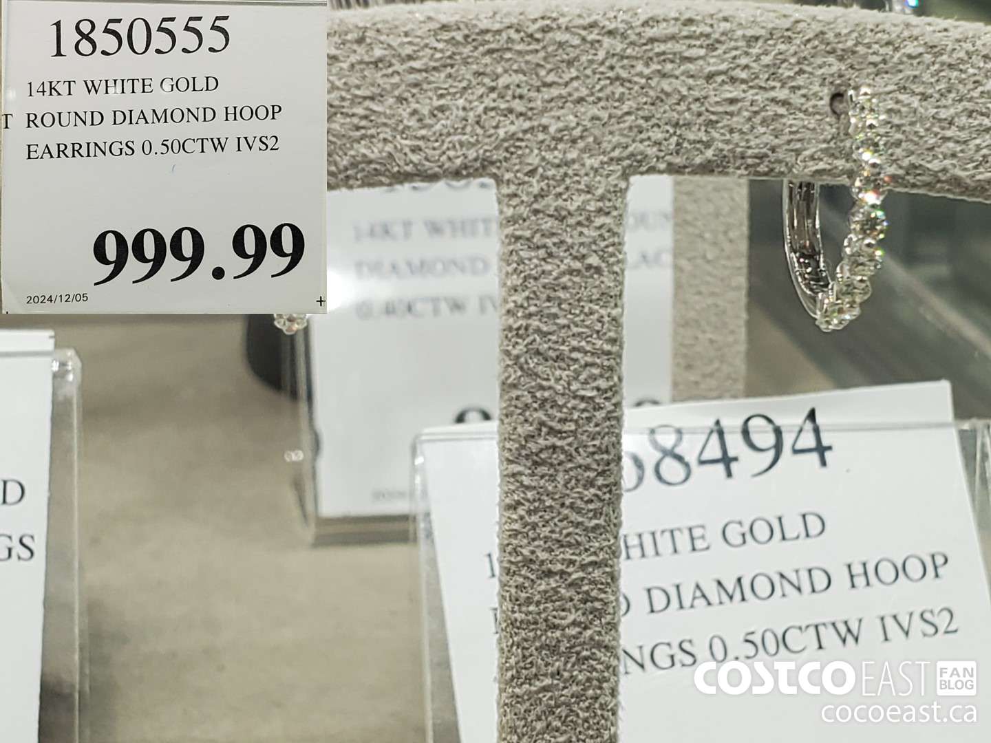 1850555 14KT WHITE GOLD ROUND DIAMOND HOOP EARRINGS 0.50CTW IVS2 $999.99