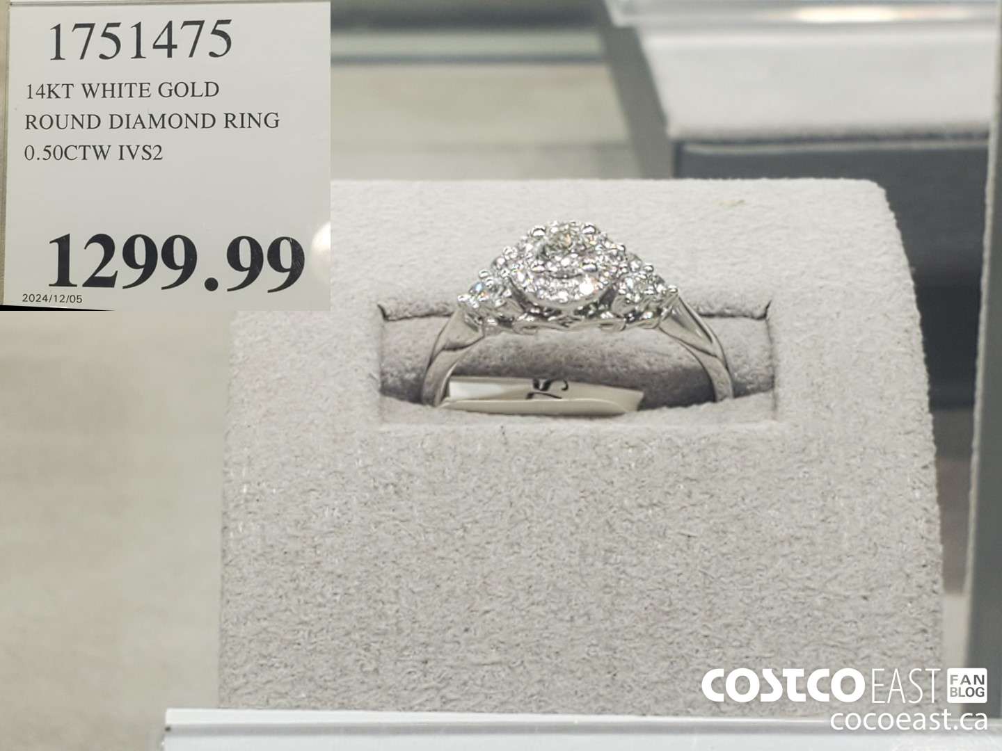 1751475 14KT WHITE GOLD ROUND DIAMOND RING 0.50CTW IVS2  $1299.99