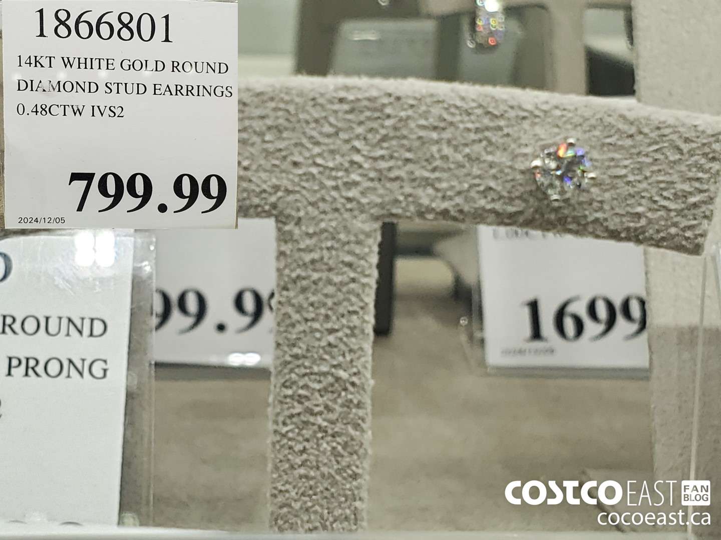 1866801 14KT WHITE GOLD ROUND DIAMOND STUD EARRINGS 0.48CTW IVS2  $799.99