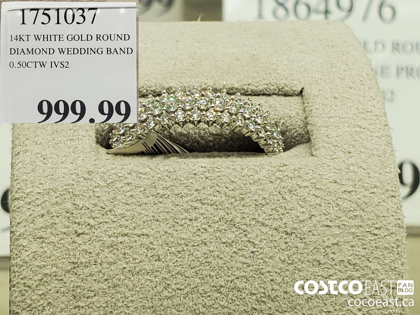 1751307 14KT WHITE GOLD ROUND DIAMOND WEDDING BAND 0.50CTW 1VS2  $999.99