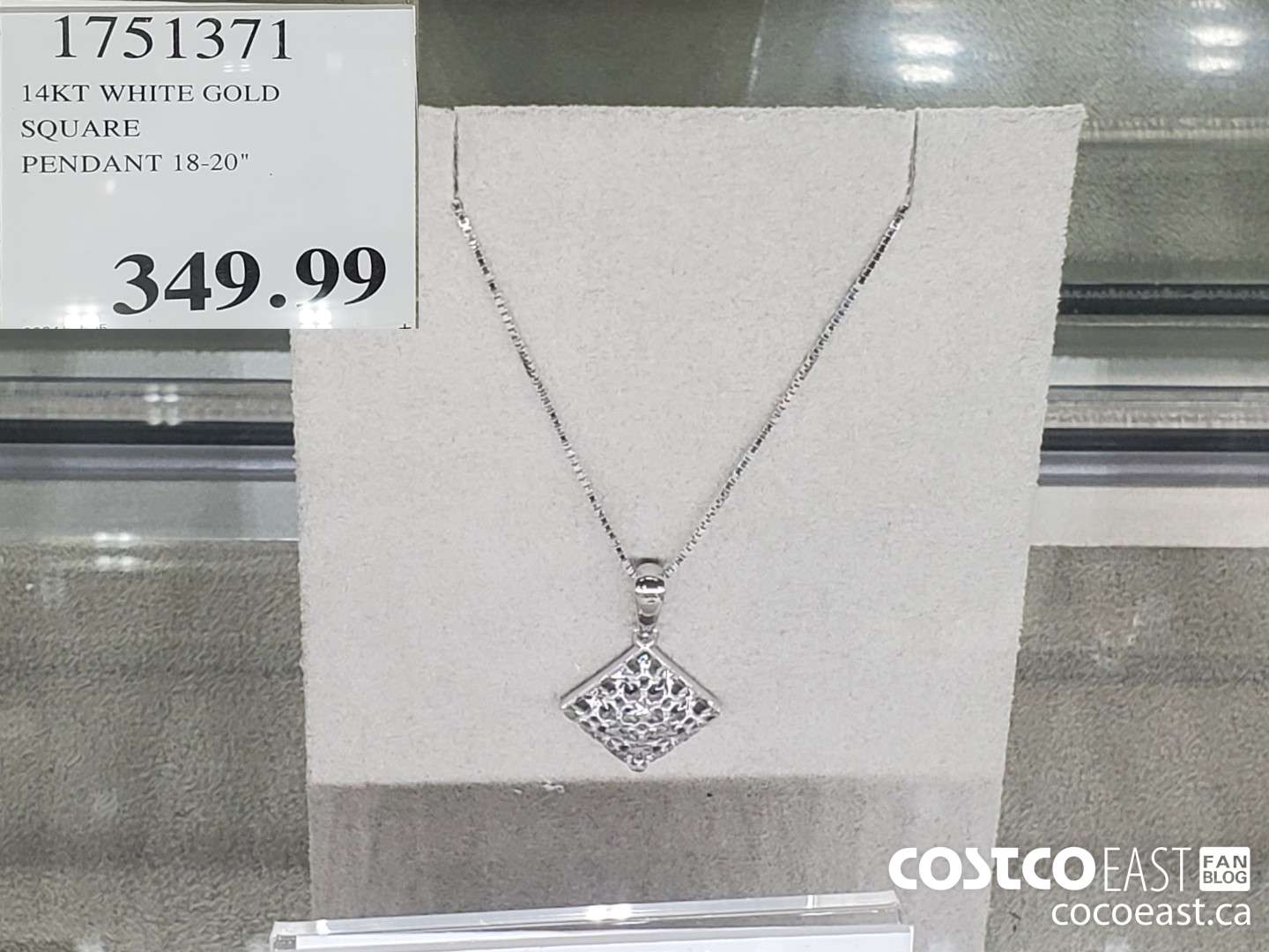 1751371 14KT WHITE GOLD SQUARE PENDANT 18-20