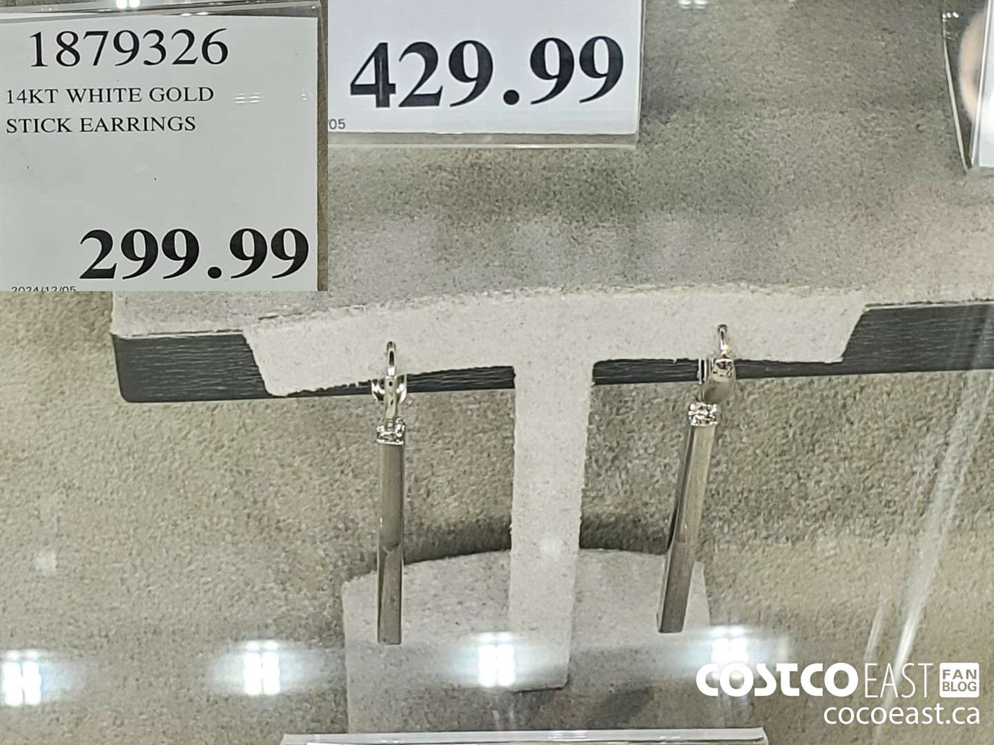 1879326 14KT WHITE GOLD STICK EARRINGS  $299.99