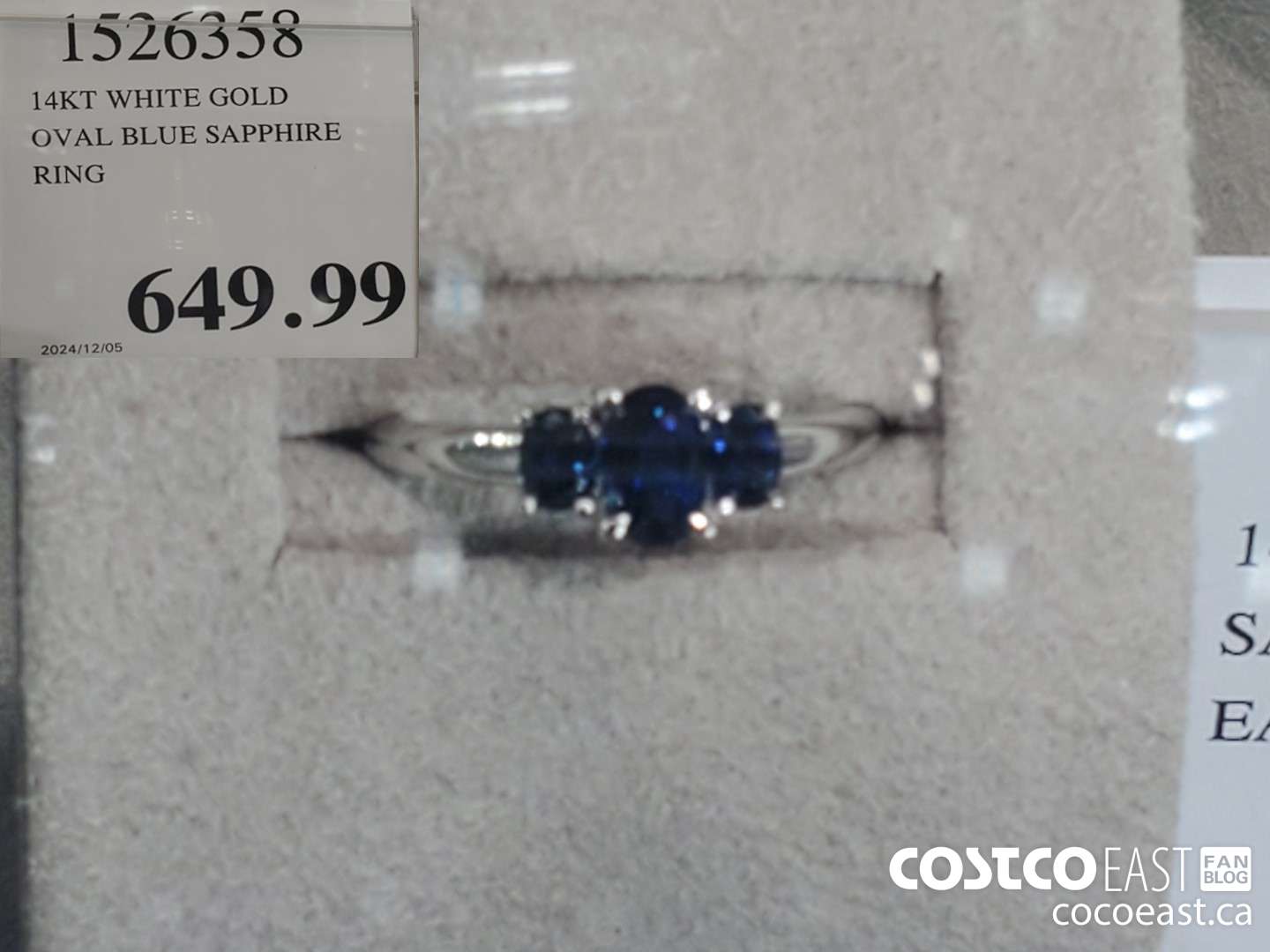 1526358 14KT WHITE GOLD OVAL BLUE SAPPHIRE RING  $649.99
