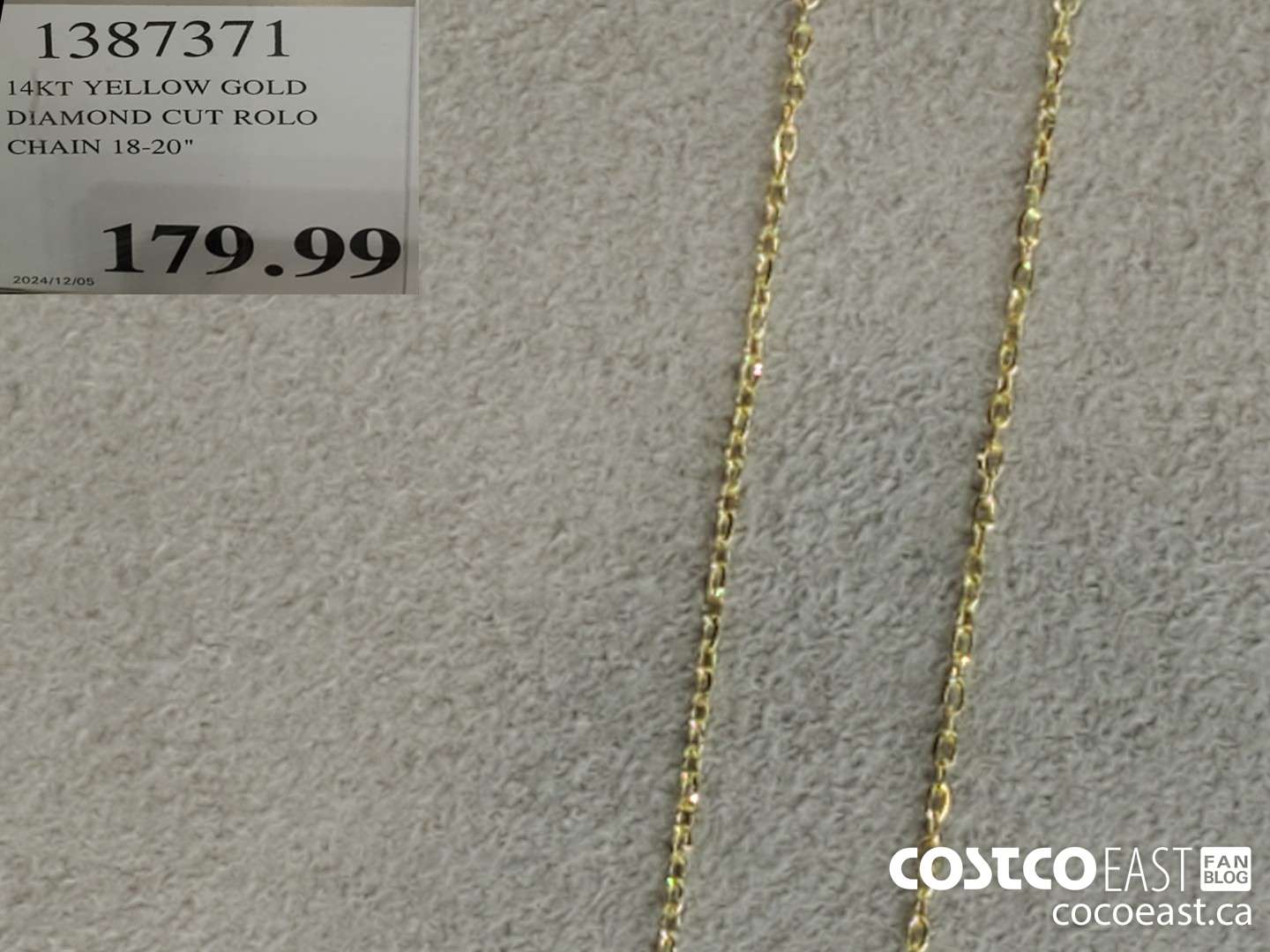 1387371 14KT YELLOW GOLDDIAMOND CUT ROLO CHAIN 18-20