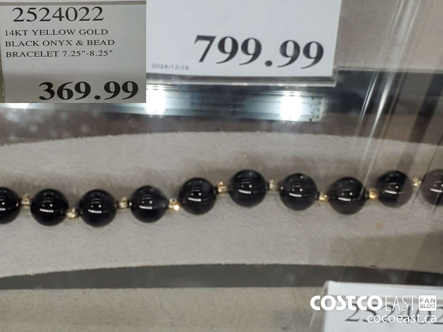 2524022 14KT YELLOW GOLD BLACK ONYX & BEAD BRACELET  $369.99
