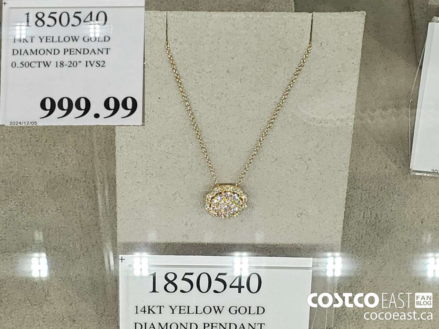 1850540 14KT YELLOW GOLD DIAMOND PENDANT 0.5OCTW 18-20