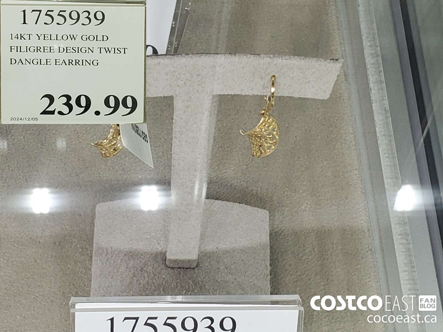 1755939 14KT YELLOW GOLD FILIGREE DESIGN TWIST DANGLE EARRING  $239.99