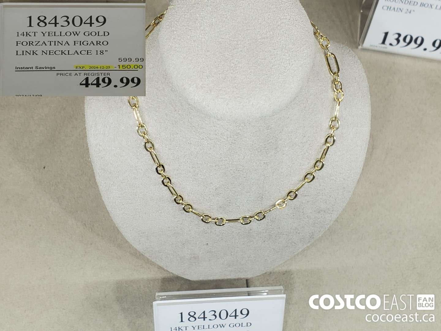 1843049 14KT YELLOW GOLD FORZATINA FIGARO LINK NECKLACE 18