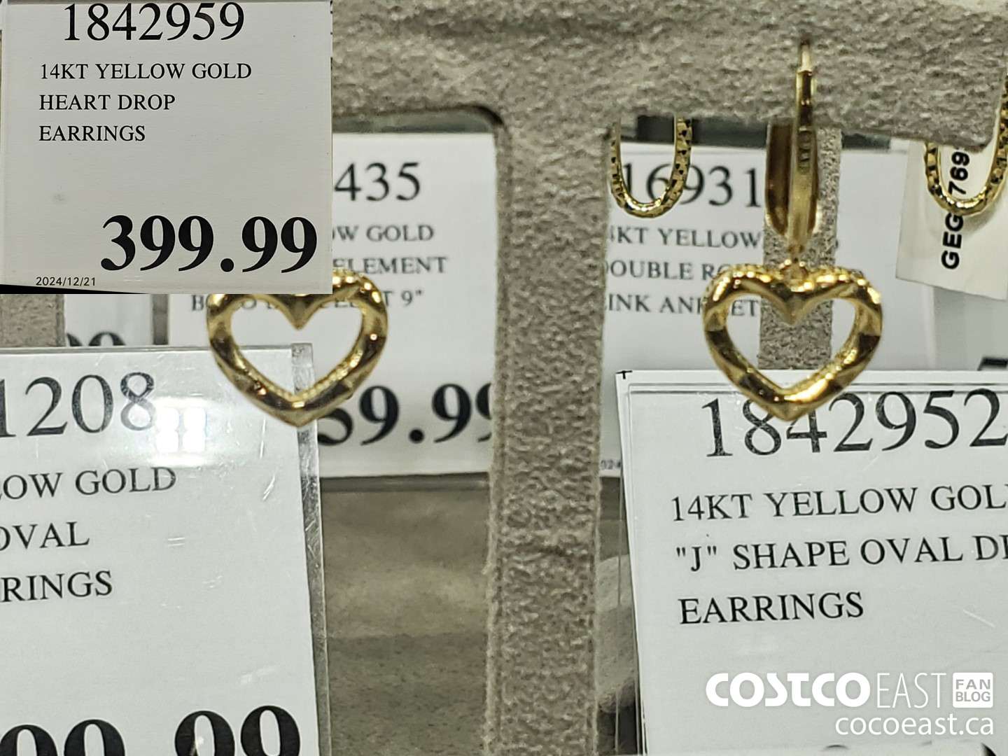 1842959 14KT YELLOW GOLD HEART DROP EARRINGS  $399.99