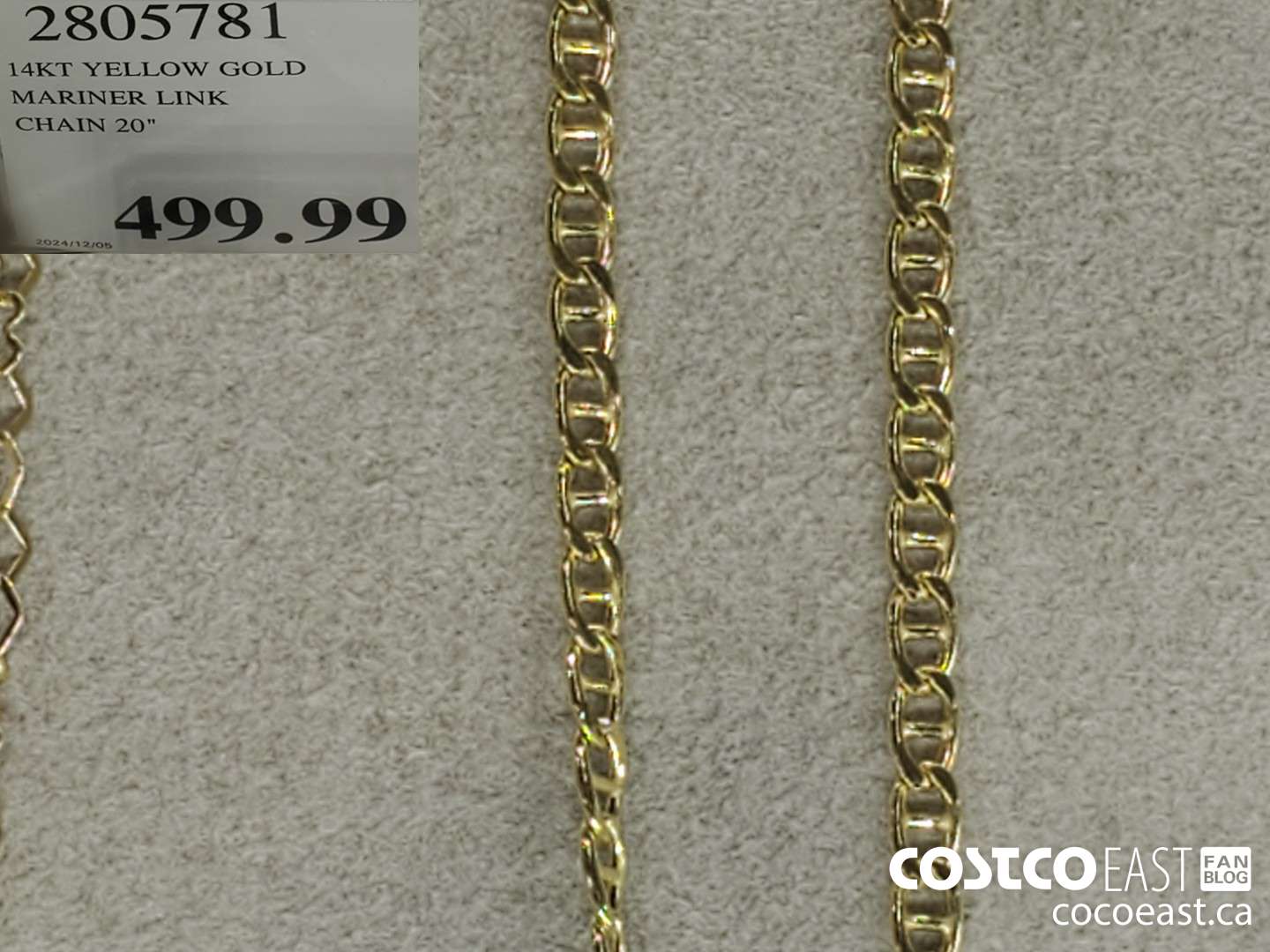 2805781 14KT YELLOW GOLD MARINER LINK CHAIN 20