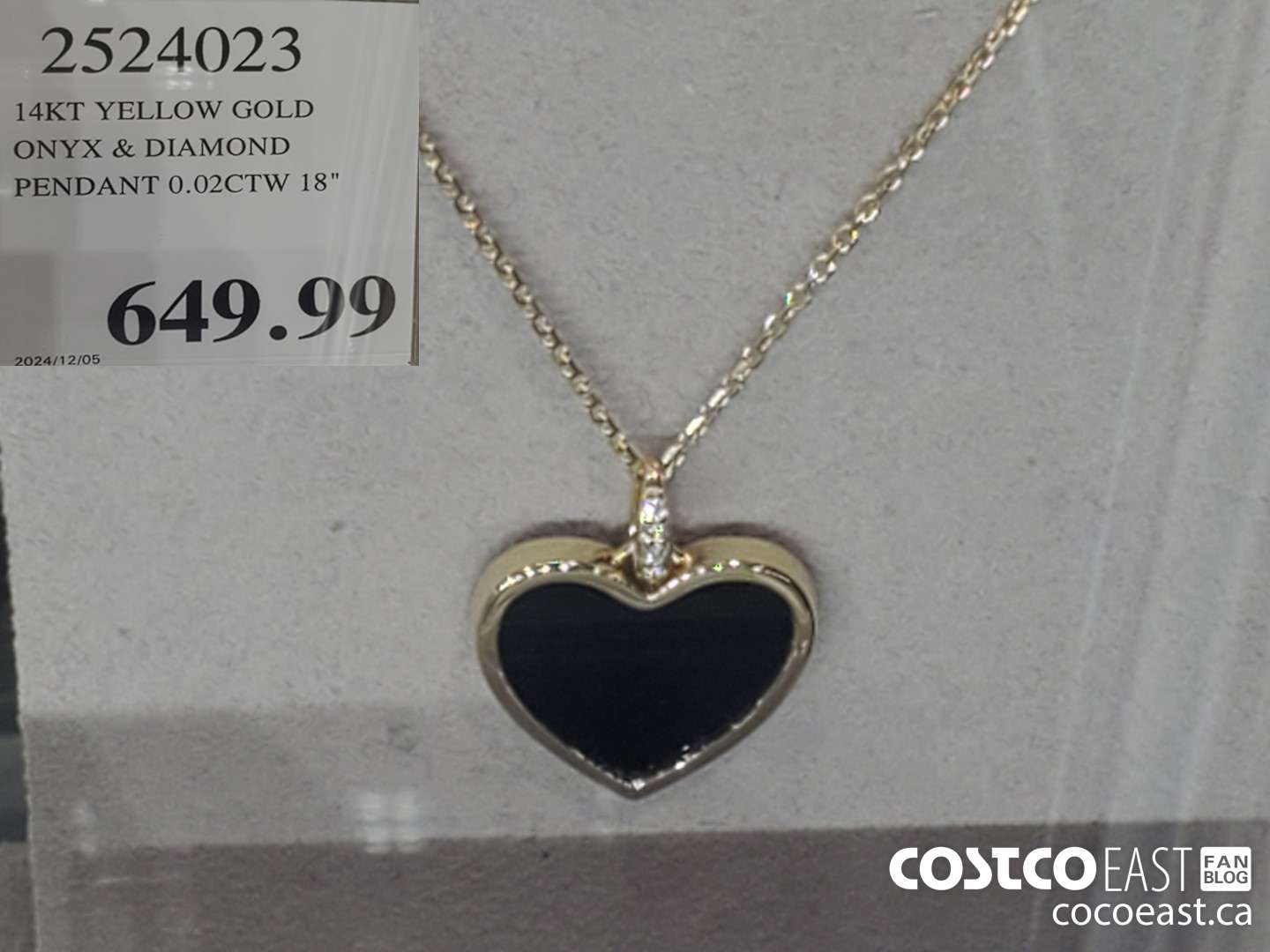 2524023 14KT YELLOW GOLD ONYX & DIAMOND PENDANT 0.02CTW 13