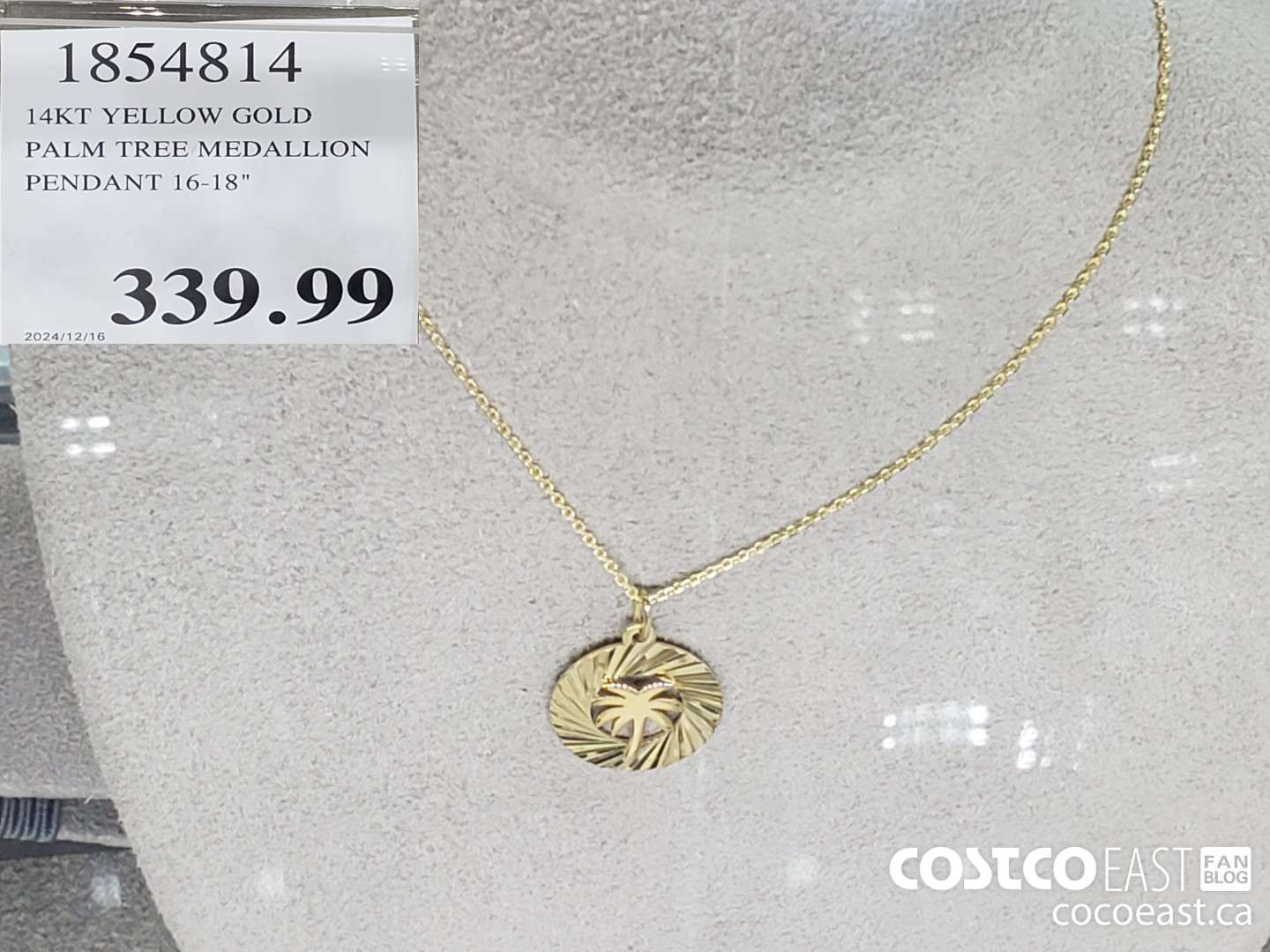 1854814 14KT YELLOW GOLD PALM TREE MEDALLION PENDANT 16-18
