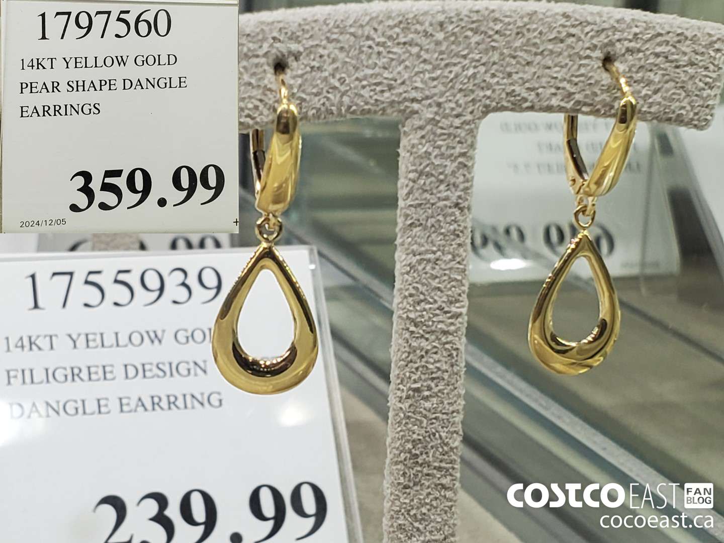 1797560 14KT YELLOW GOLD PEAR SHAPE DANGLE EARRINGS  $359.99