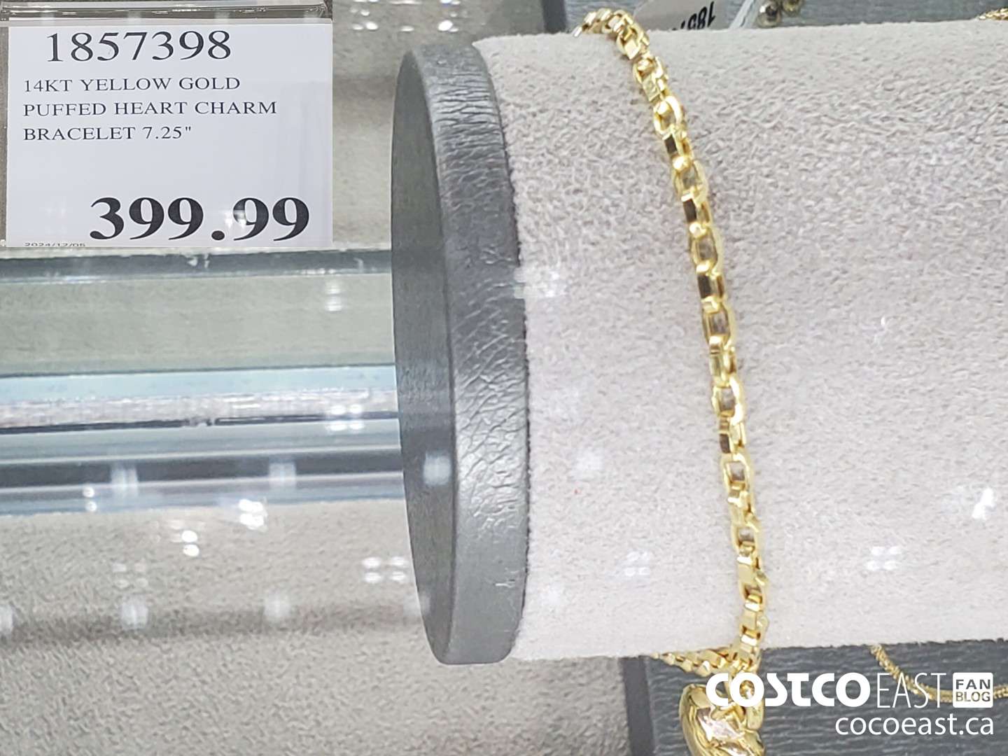 1857398 14KT YELLOW GOLD PUFFED HEART CHARM BRACELET 7.25