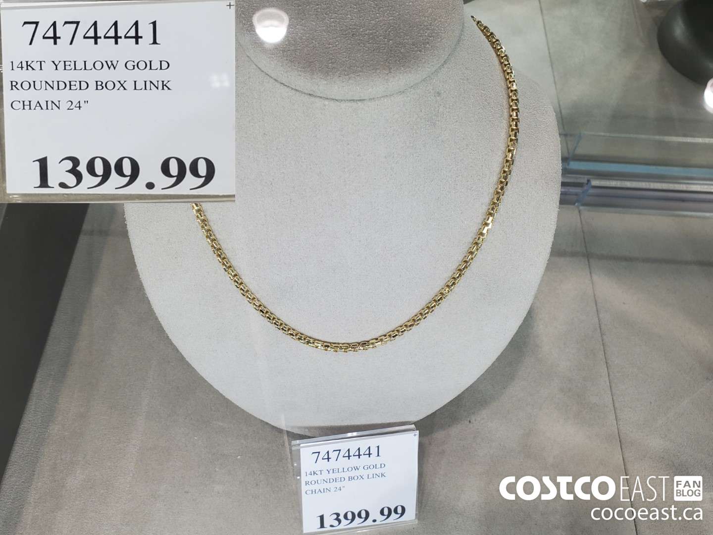 7474441 14KT YELLOW GOLD ROUNDED BOX LINK CHAIN 24