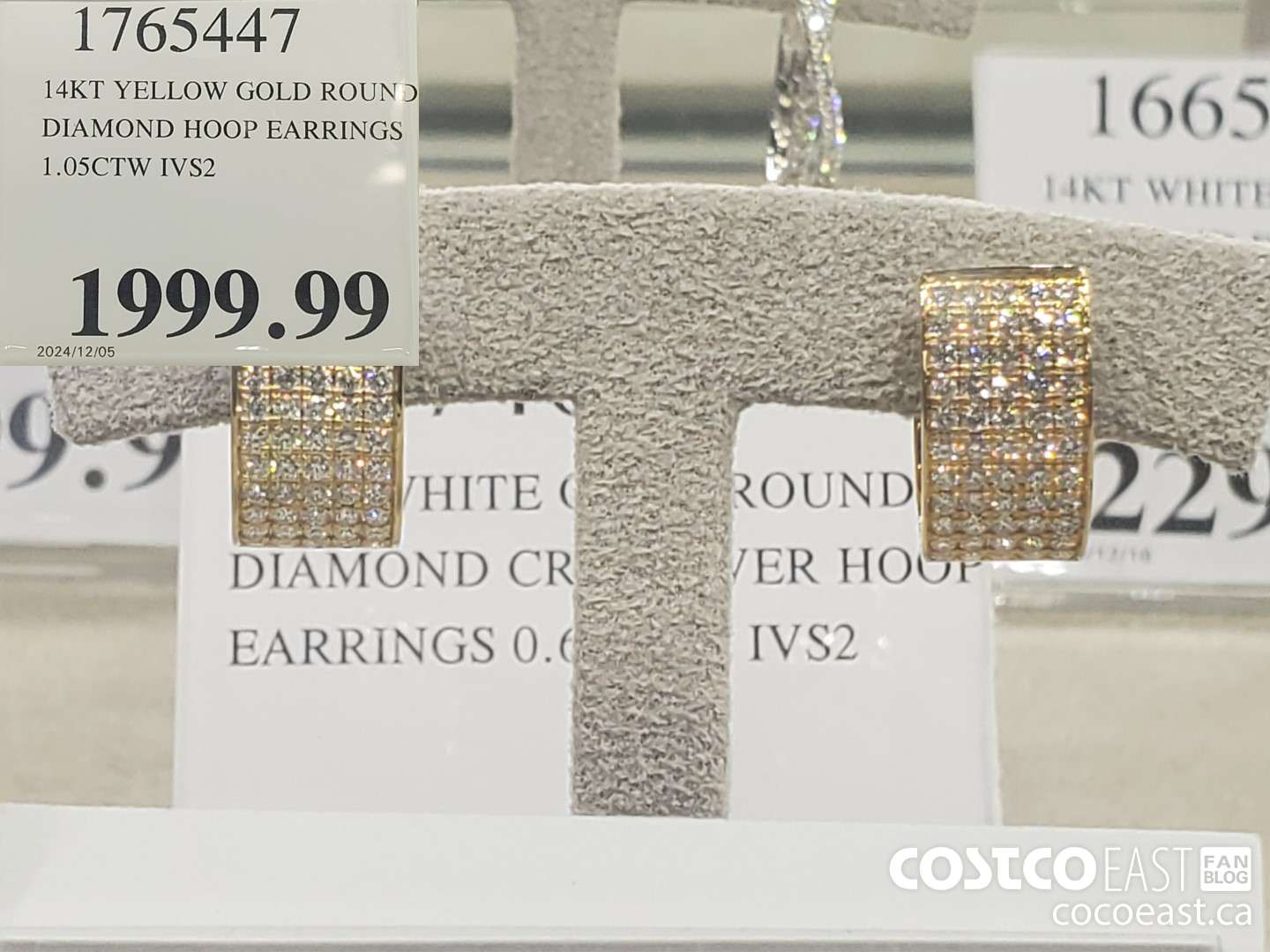 1765447 14KT YELLOW GOLD ROUND DIAMOND HOOP EARRINGS 1.05 CTW IVS2  $1999.99